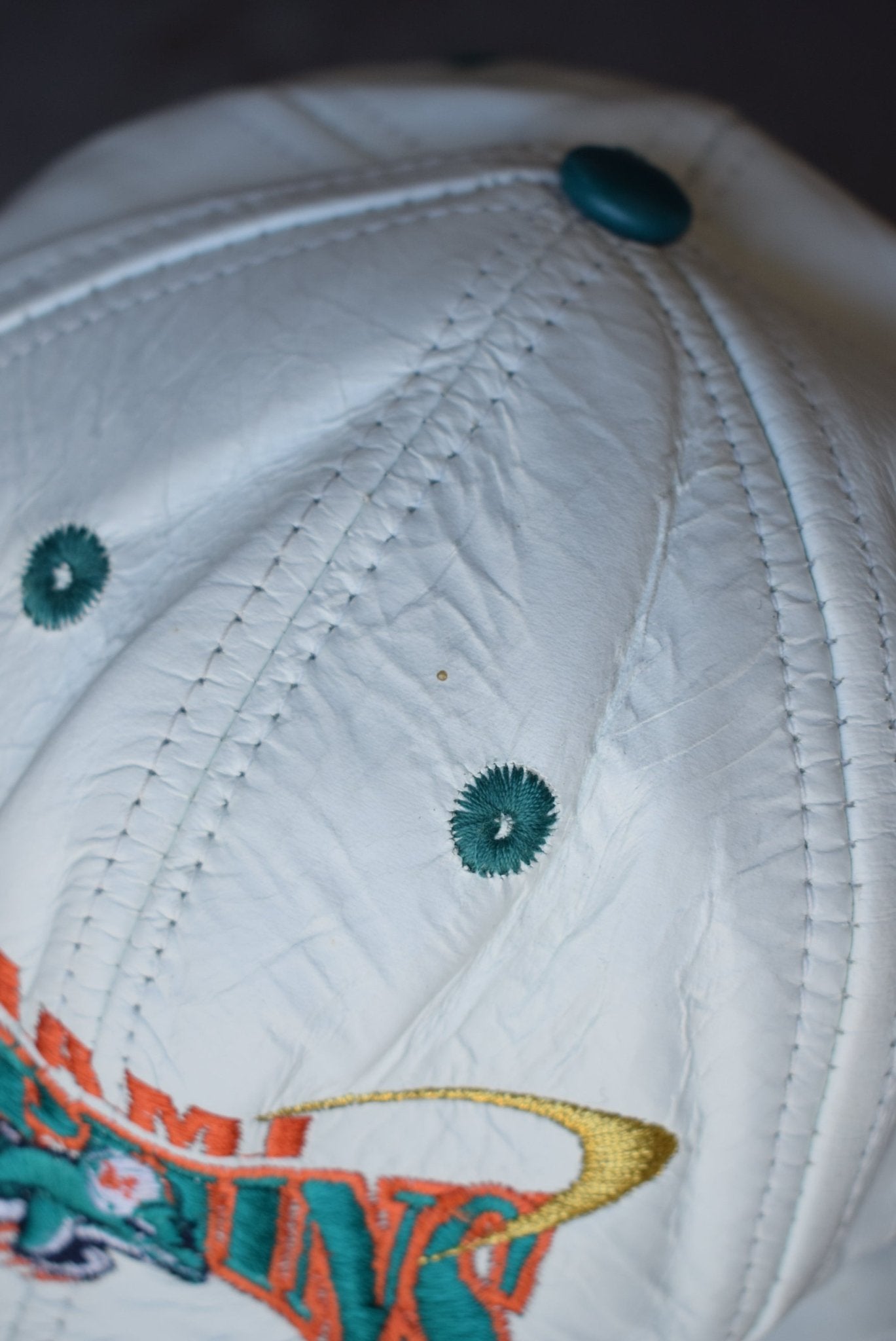 *100% Leather* Vintage 90s NFL Miami Dolphins Embroidered Hat - Retrospective Store