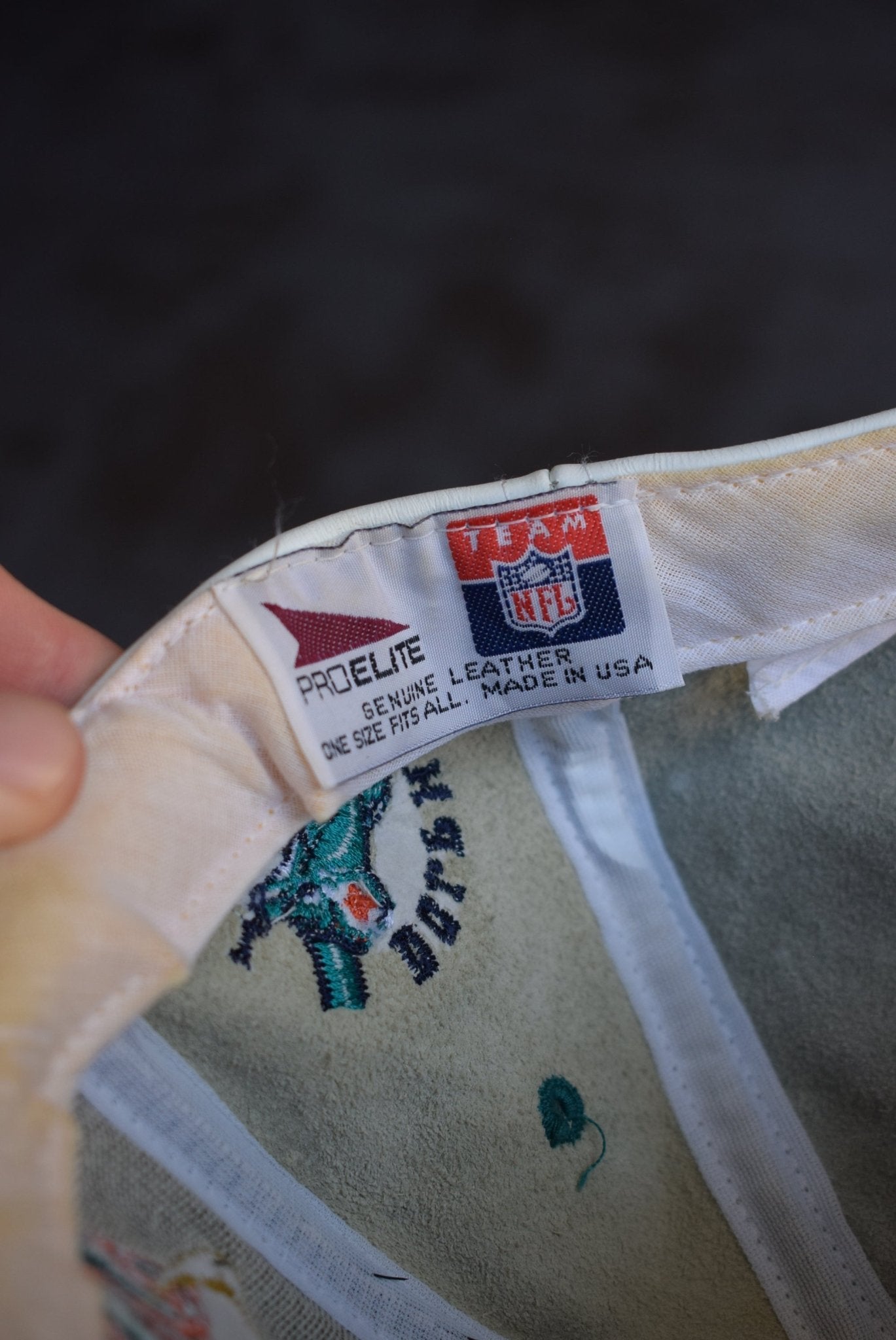 *100% Leather* Vintage 90s NFL Miami Dolphins Embroidered Hat - Retrospective Store