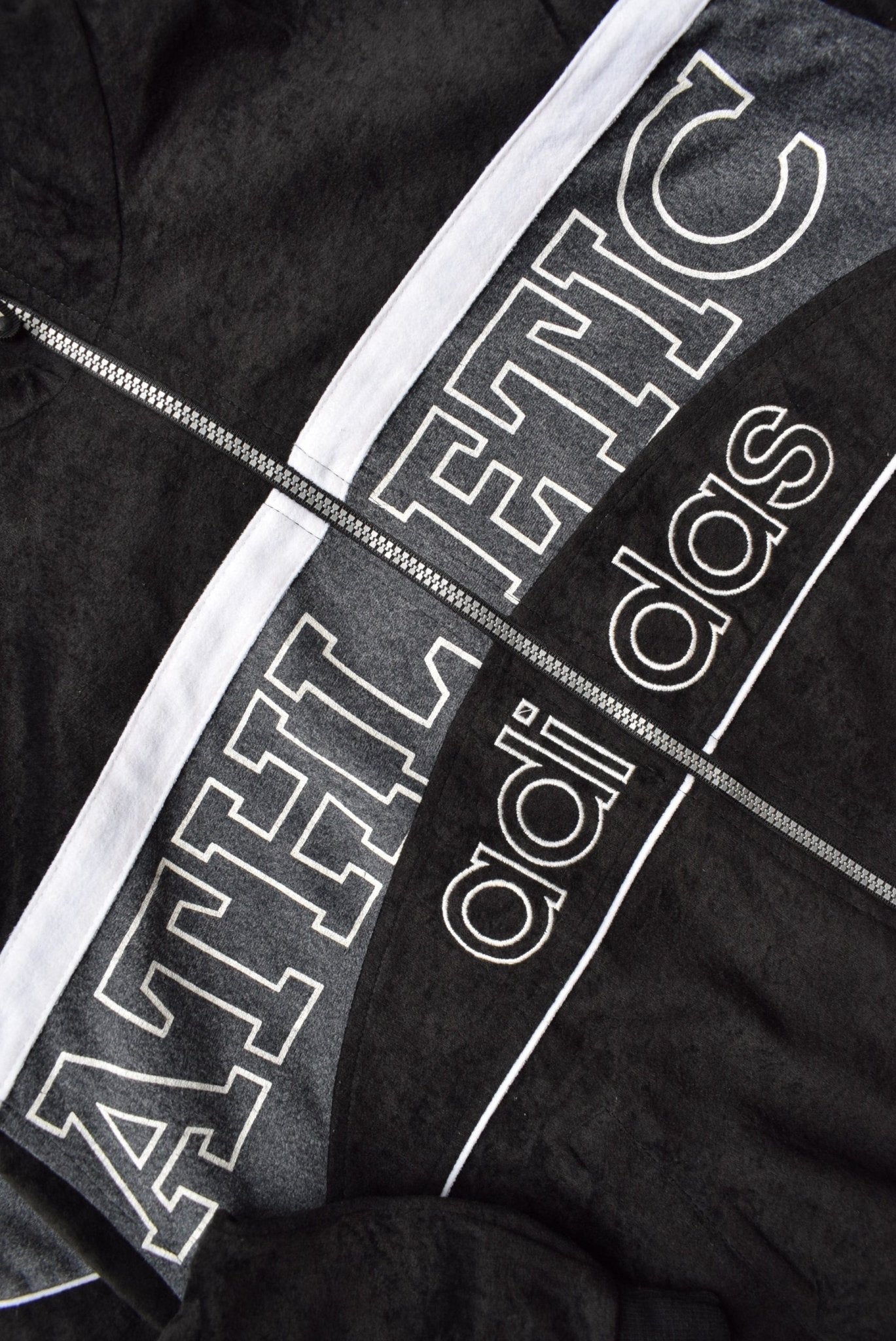 Adidas Athletic Black Embroidered Spellout Jacket — 1990s (S) - Retrospective Store
