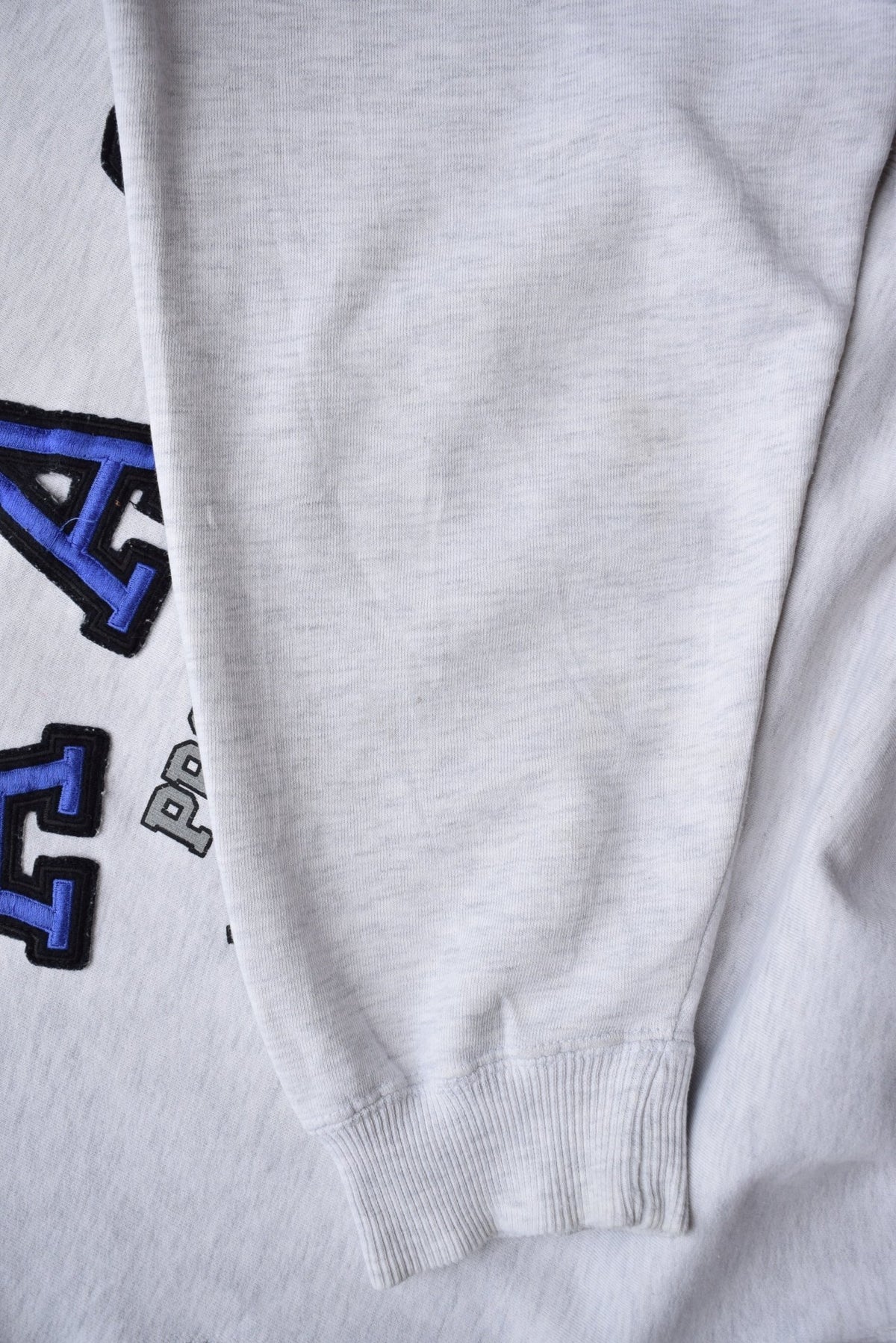 Adidas Athletic Club Grey Embroidered Spellout Crewneck — 1990s (M) - Retrospective Store