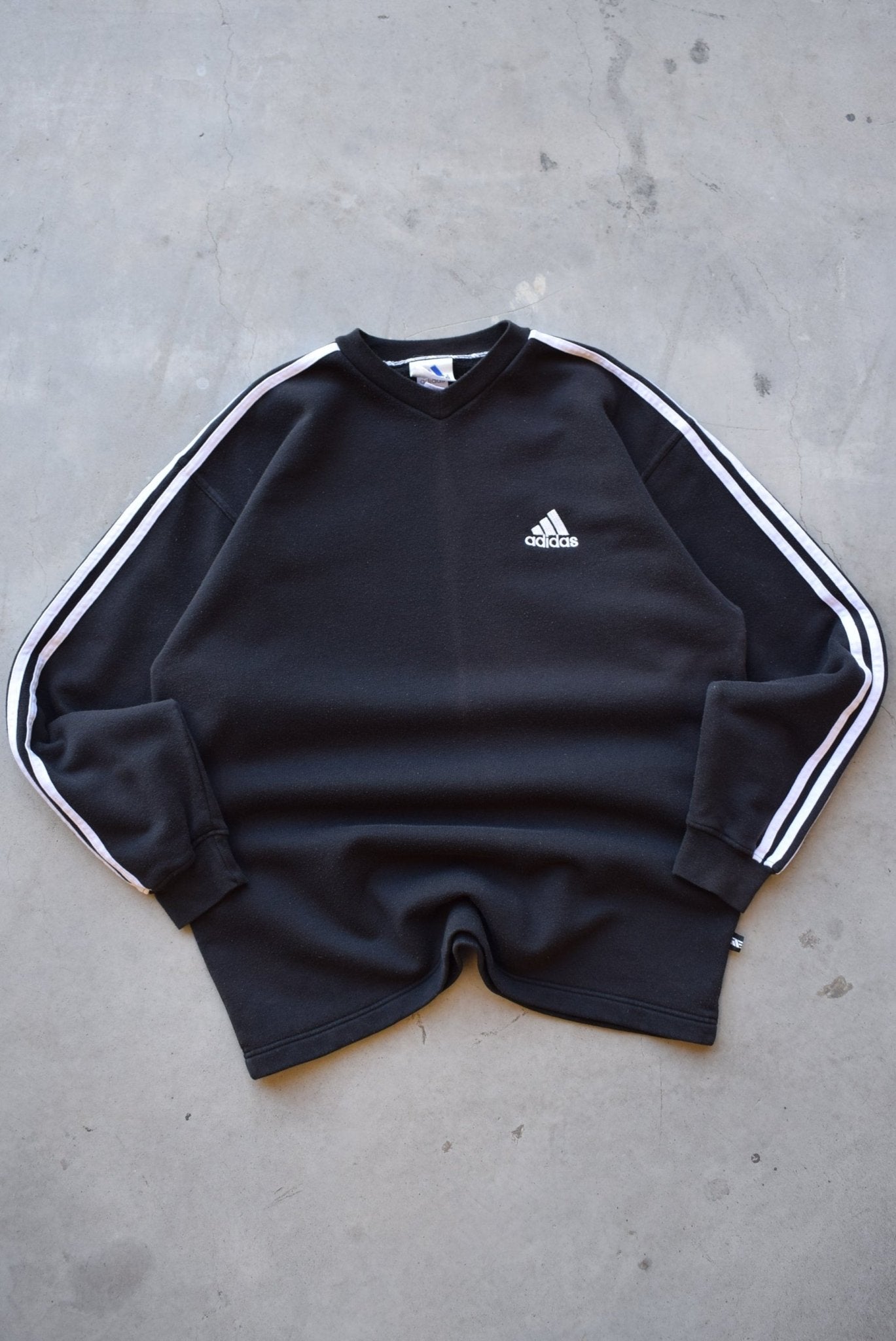 Adidas Black Embroidered Spellout Crewneck — 1990s (L) - Retrospective Store