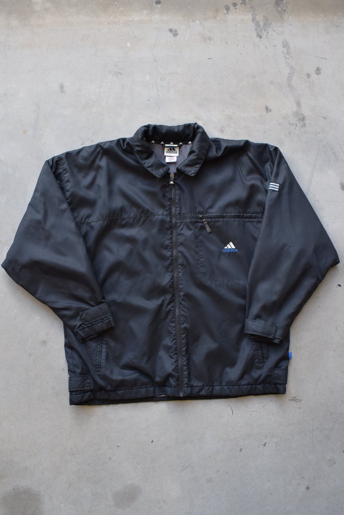 Adidas Black Embroidered Spellout Heavyweight Jacket — 1990s (L/XL) - Retrospective Store