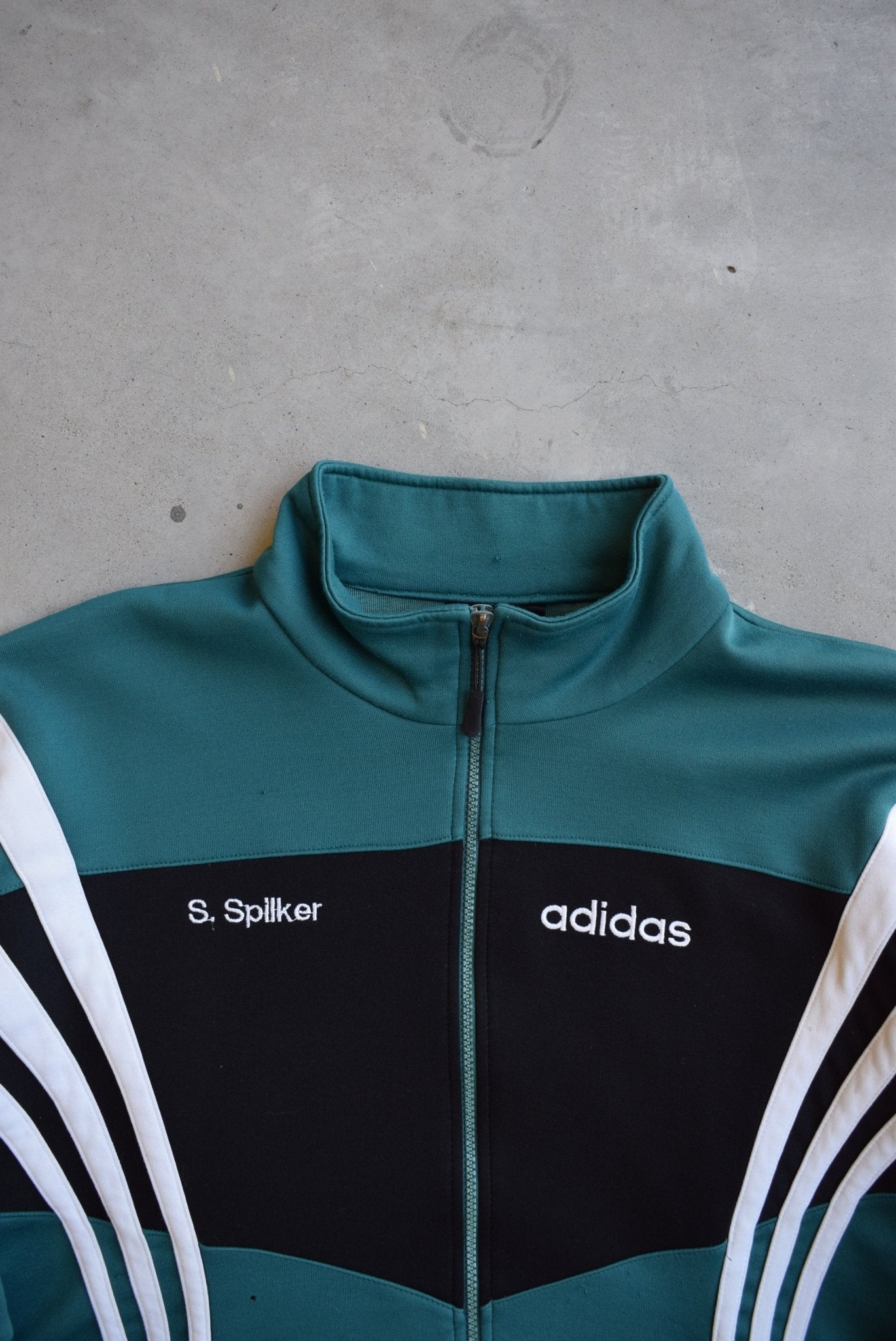 Adidas Black & Green Embroidered Spellout Jacket — 1990s (M/L) - Retrospective Store
