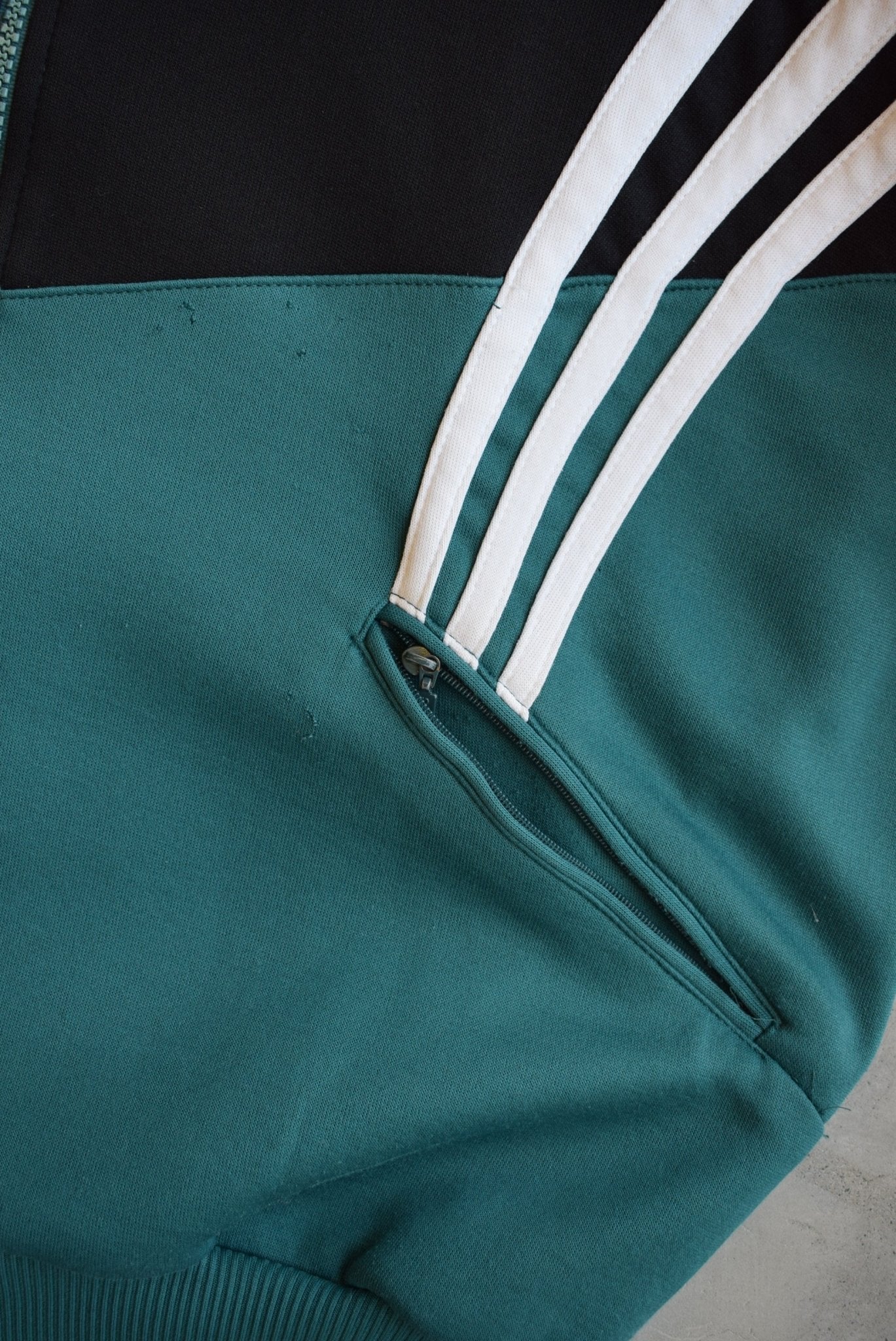 Adidas Black & Green Embroidered Spellout Jacket — 1990s (M/L) - Retrospective Store