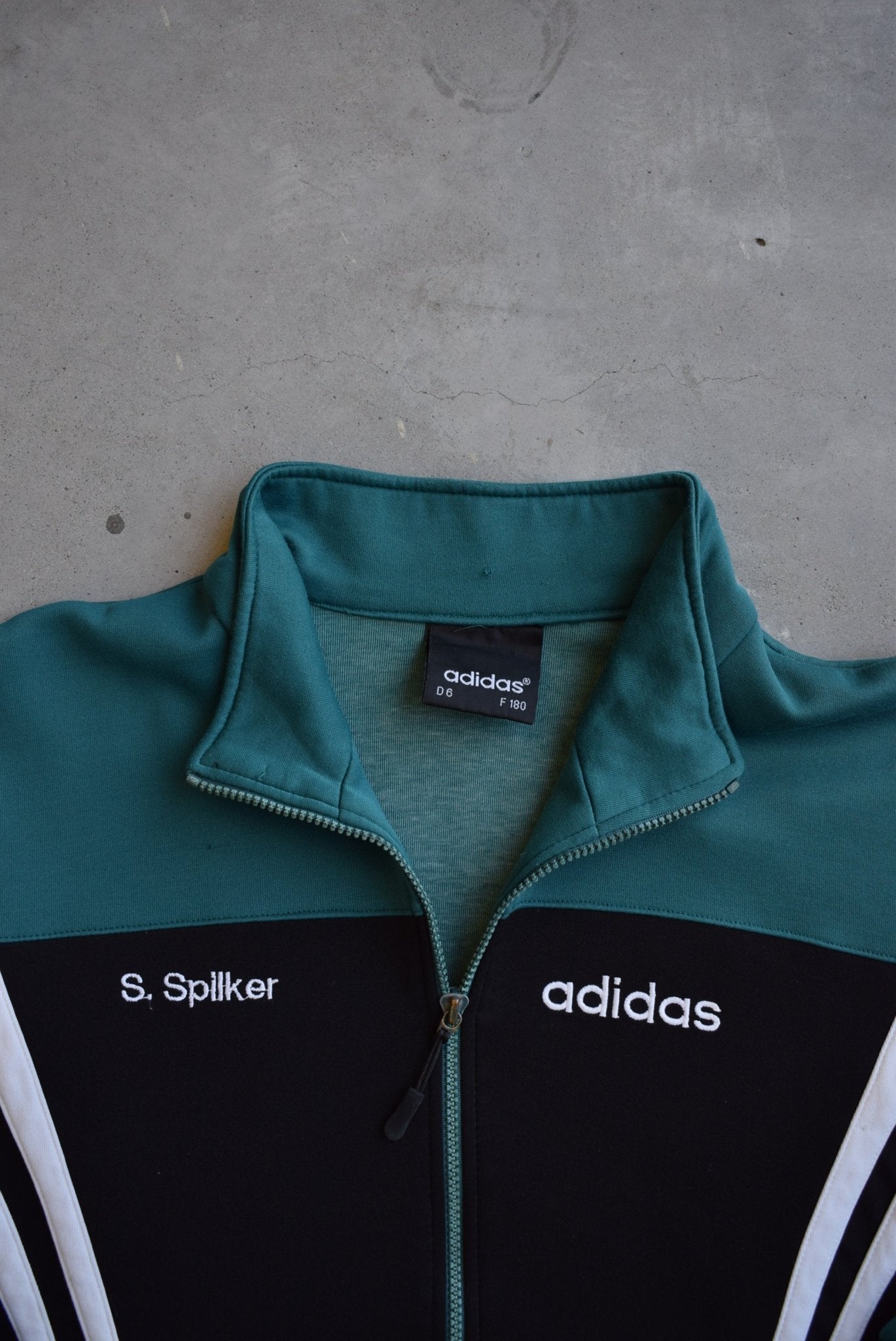 Adidas Black & Green Embroidered Spellout Jacket — 1990s (M/L) - Retrospective Store