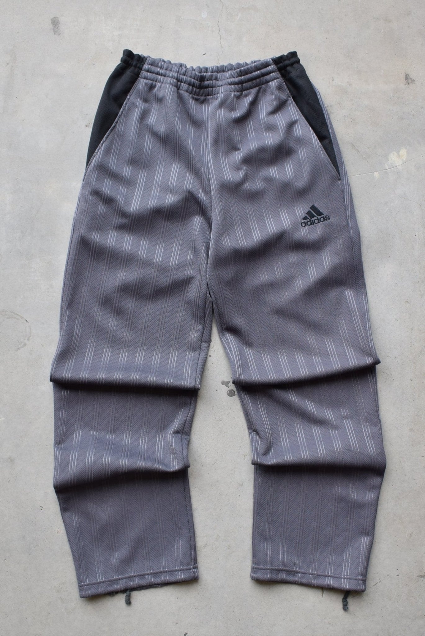 Adidas Black & Grey Embroidered Logo Track Pants — 2000s (S) - Retrospective Store