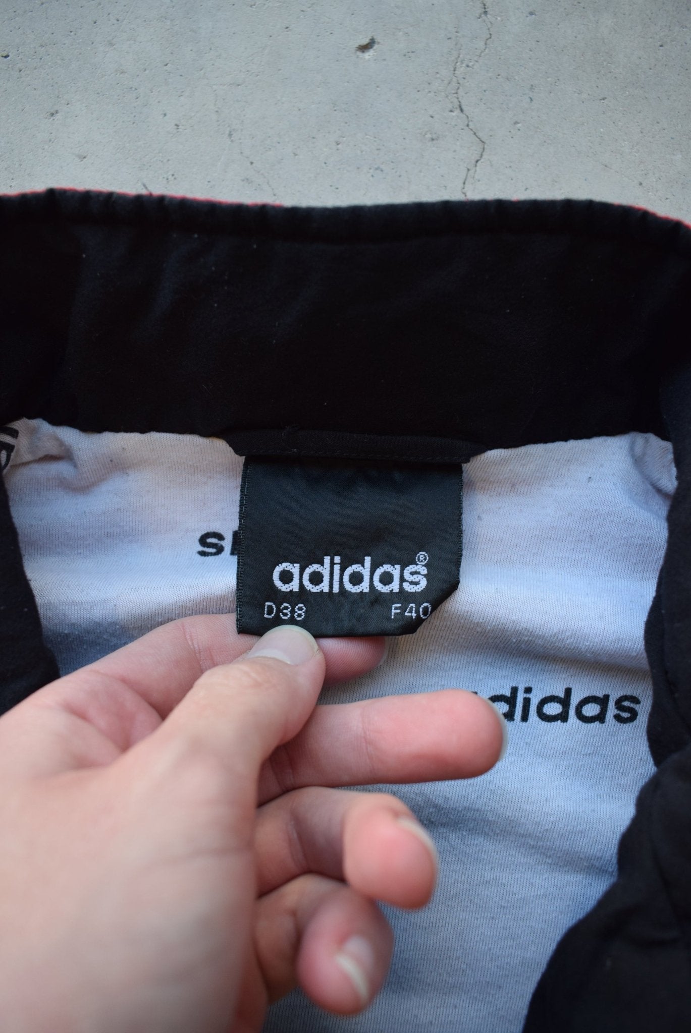 Adidas Black & Red Embroidered Spellout Jacket — 1990s (S) - Retrospective Store