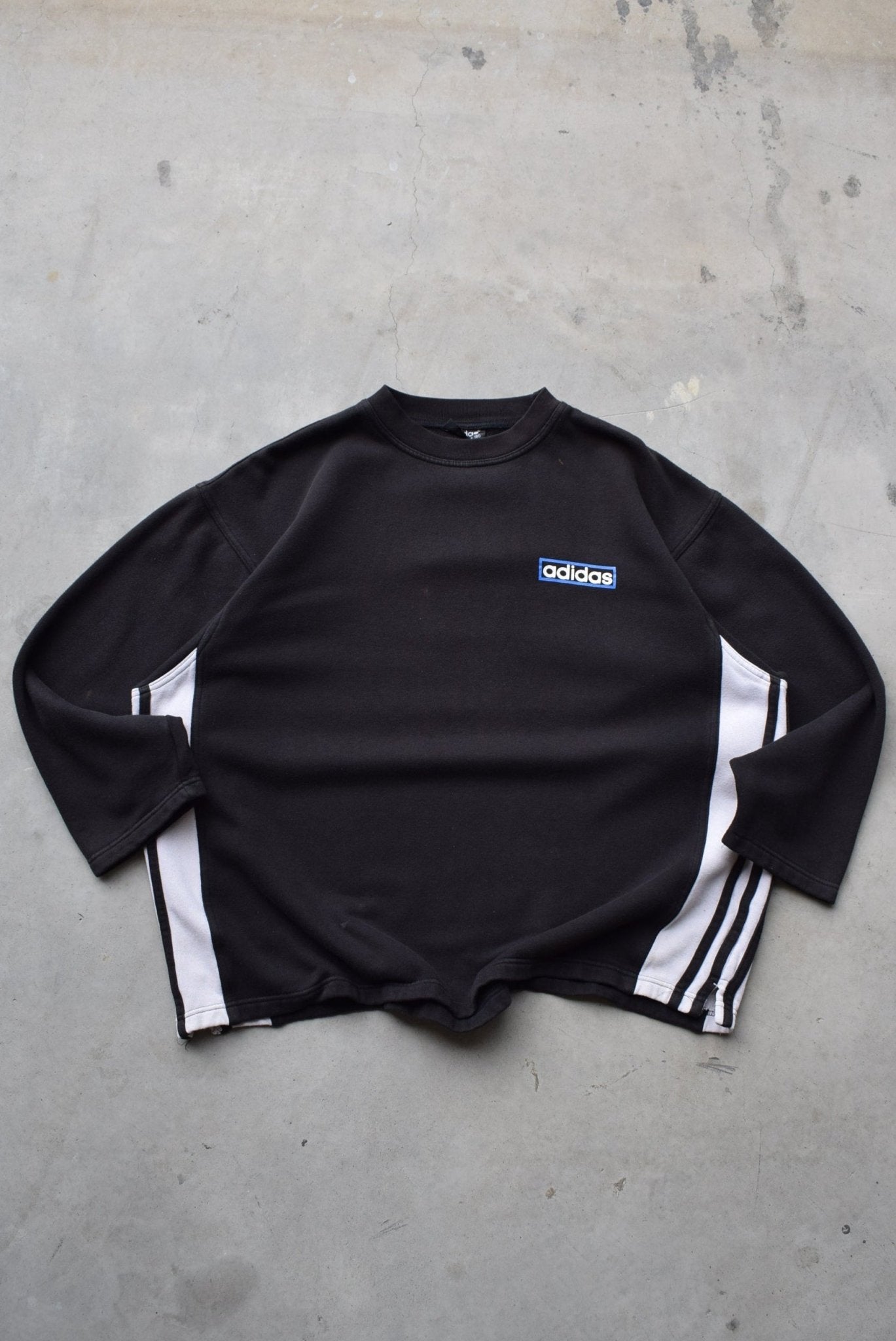 Adidas Black Spellout Crewneck — 1990s (L) - Retrospective Store
