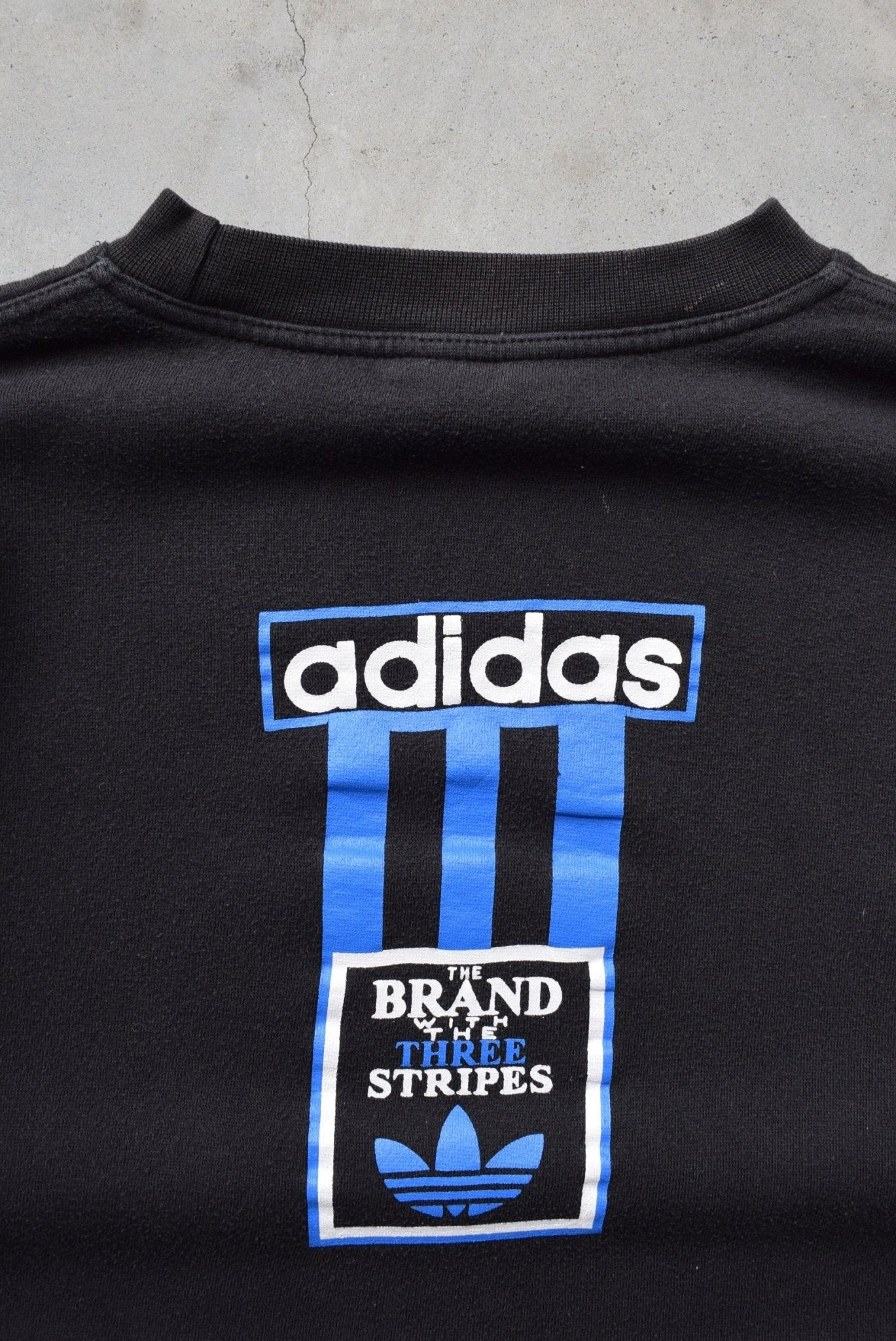 Adidas Black Spellout Crewneck — 1990s (L) - Retrospective Store