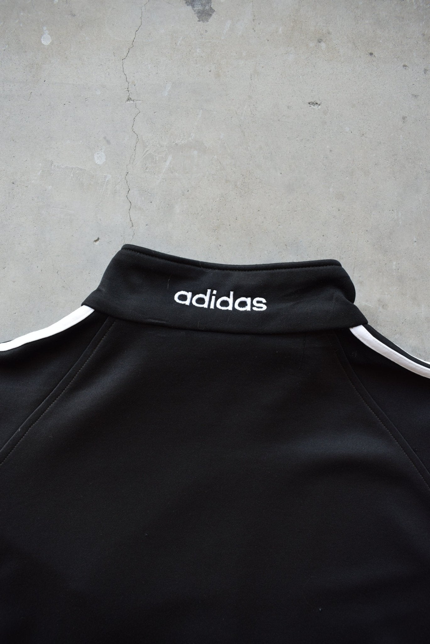 Adidas Black & White Embroidered Spellout Jacket — 1990s (XL) - Retrospective Store