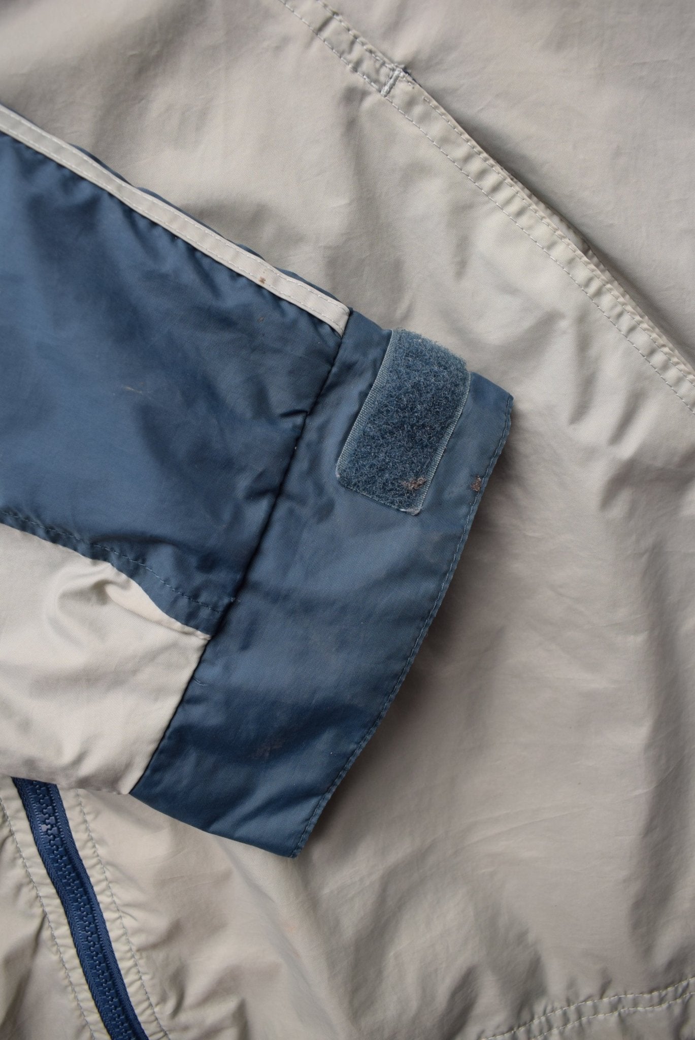 Adidas Blue & Grey Embroidered Spellout Jacket — 1990s (L) - Retrospective Store