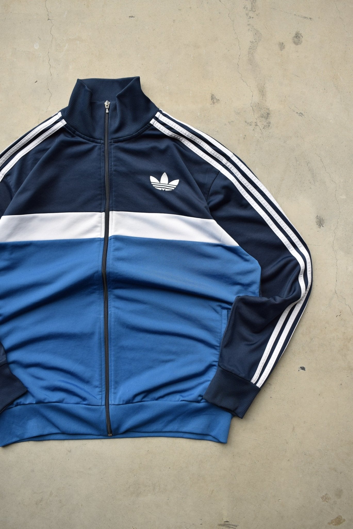 Adidas Blue & Navy Embroidered Logo Jacket — 2000s (L) - Retrospective Store