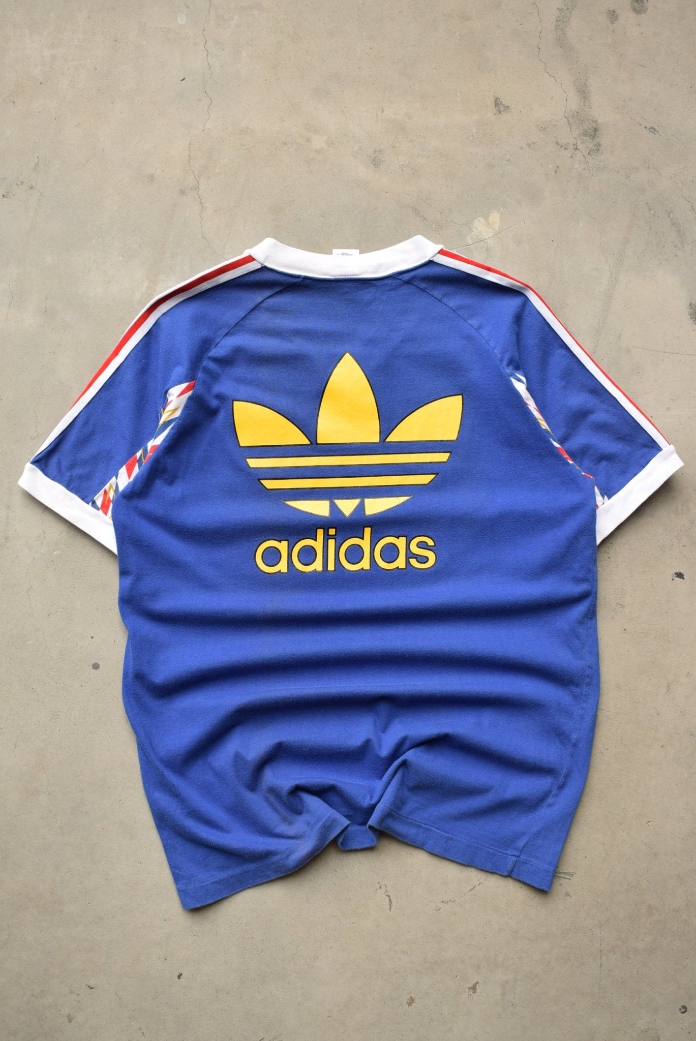 Adidas Blue Spellout Tee — 1990s (M/L) - Retrospective Store