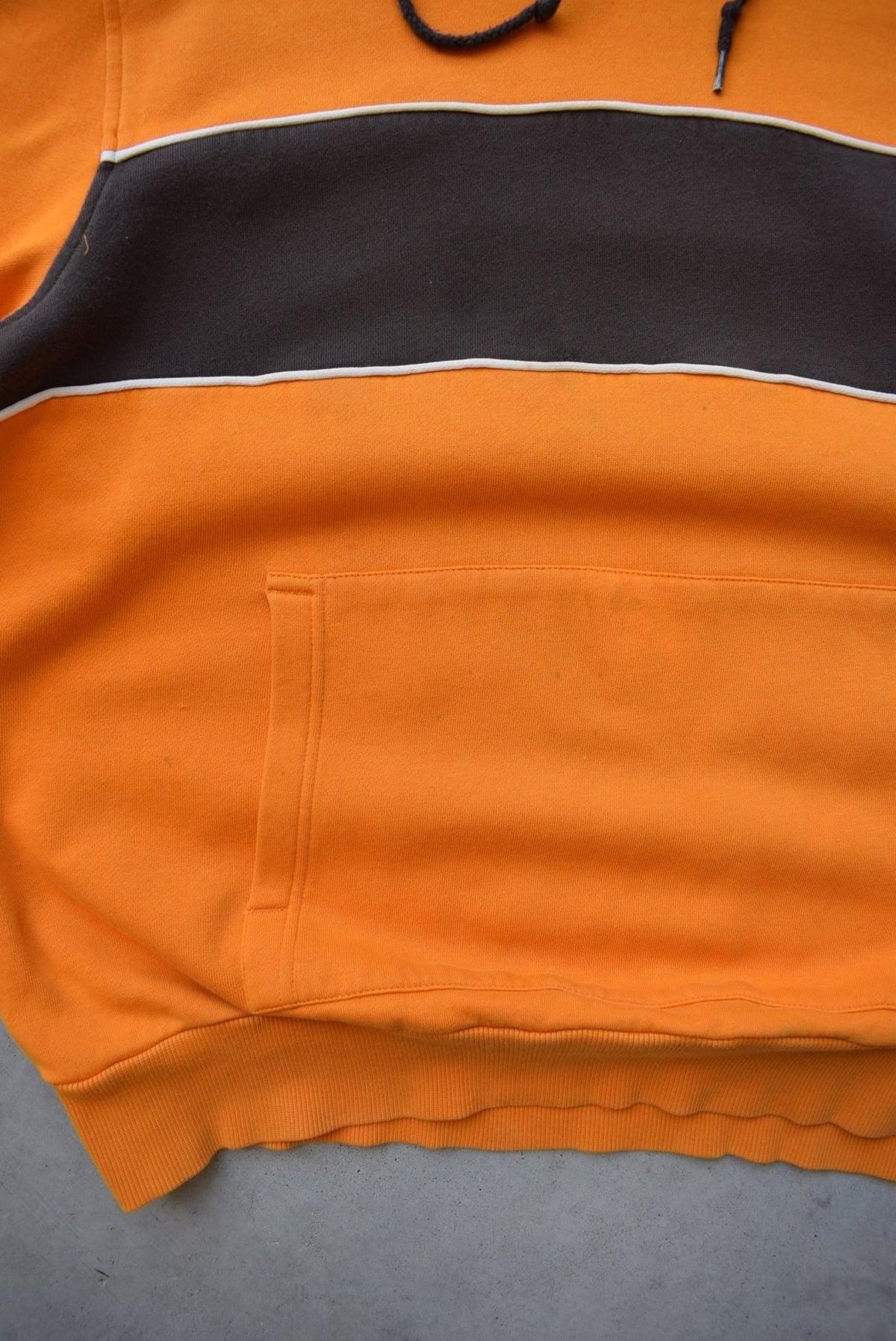 Adidas Brown & Orange Embroidered Spellout Hoodie — 2000s (L) - Retrospective Store