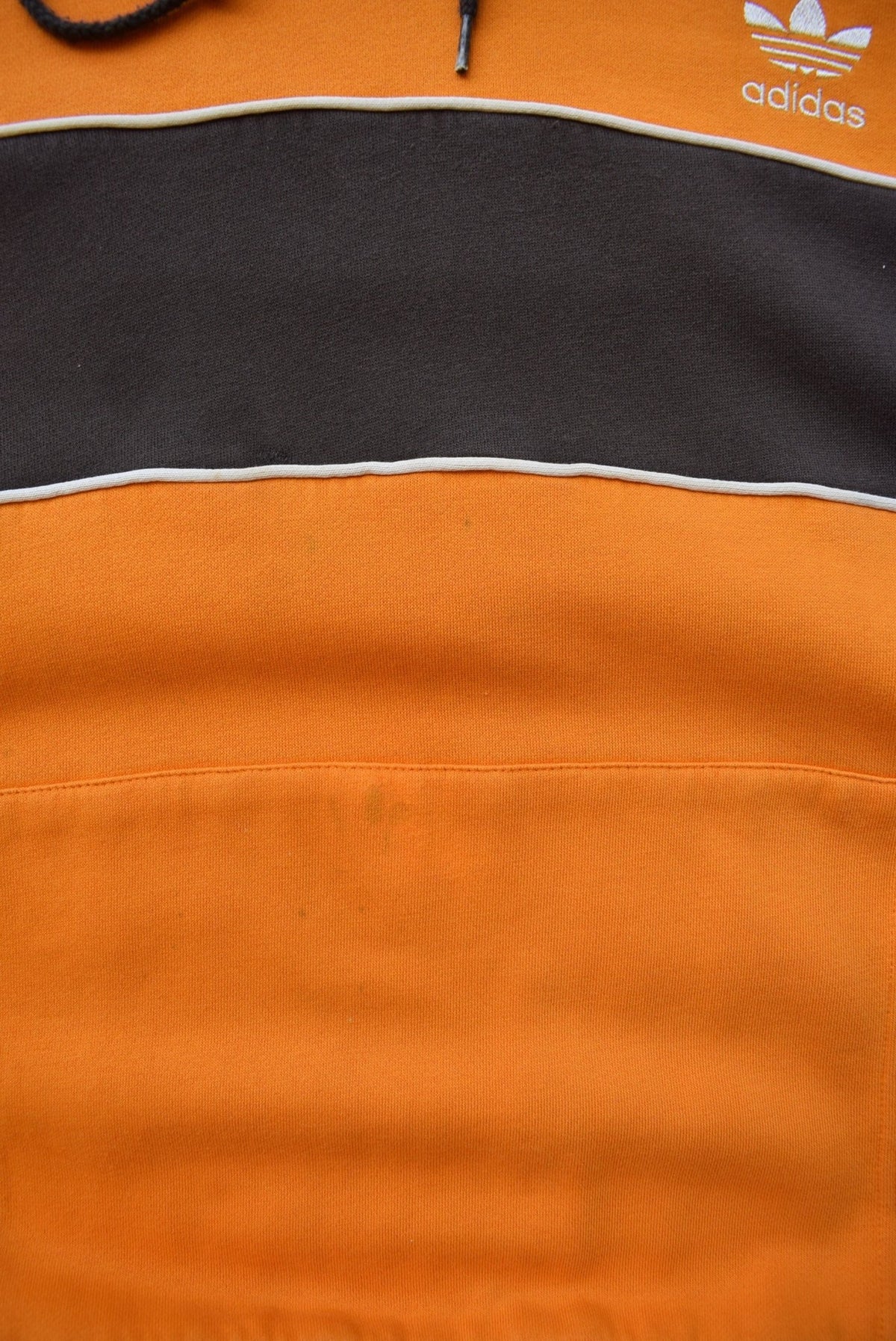 Adidas Brown & Orange Embroidered Spellout Hoodie — 2000s (L) - Retrospective Store