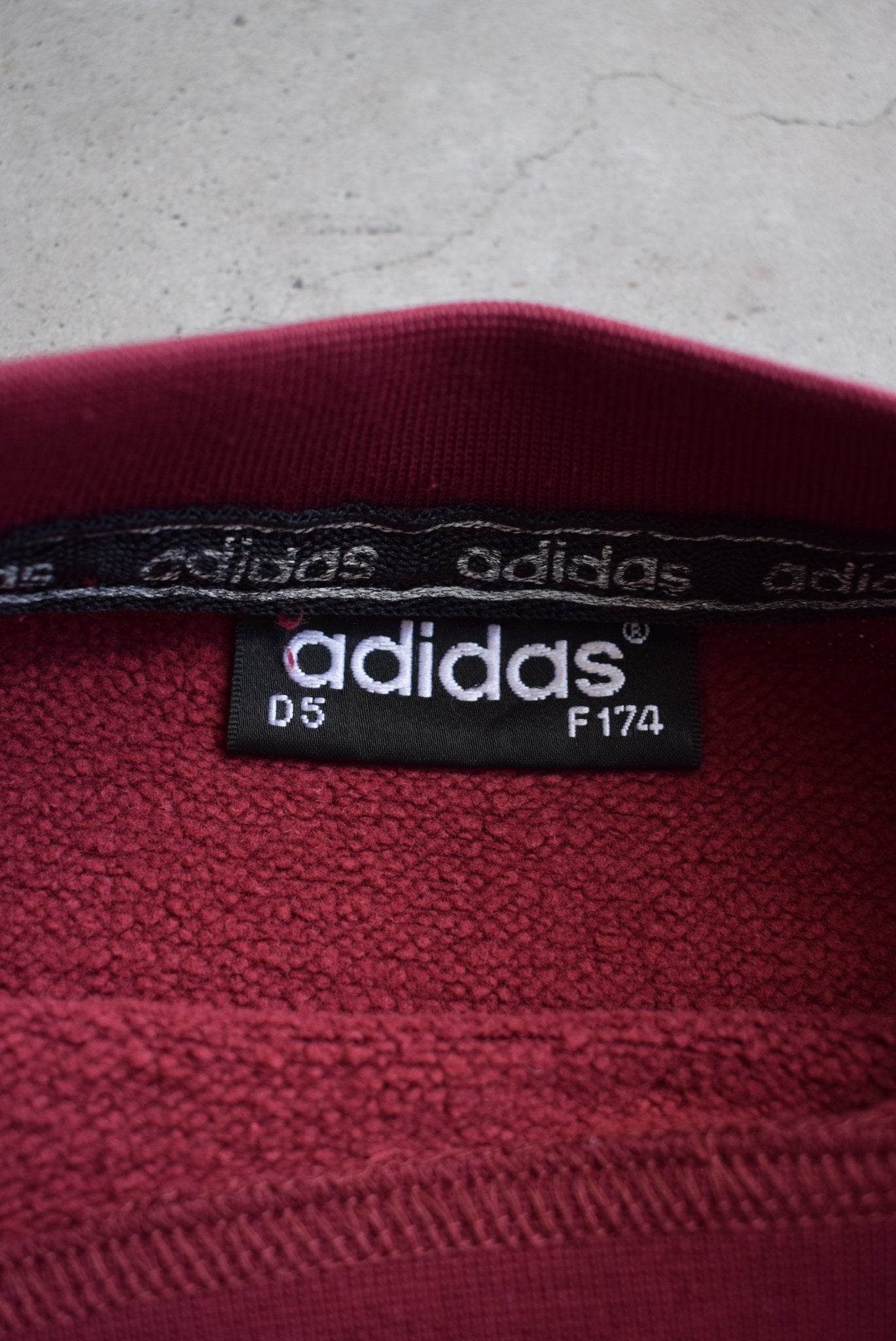 Adidas Burgandy Embroidered Spellout Crewneck — 2000s (M) - Retrospective Store