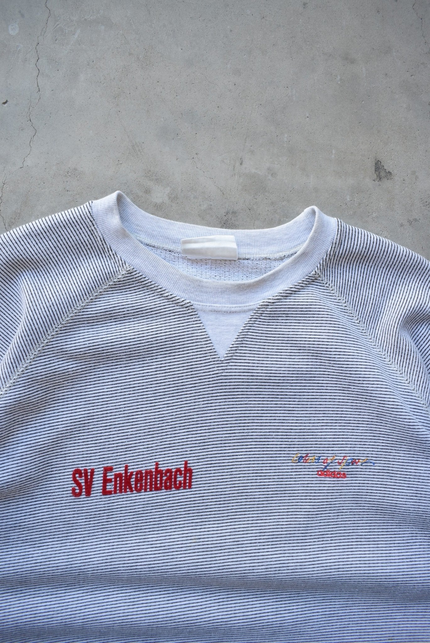 Adidas 'Colours of Sport' Grey Embroidered Crewneck — 1980s (L) - Retrospective Store