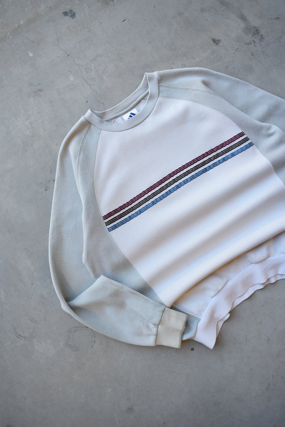 Adidas Cream 3-Stripe Crewneck — 1990s (M) - Retrospective Store