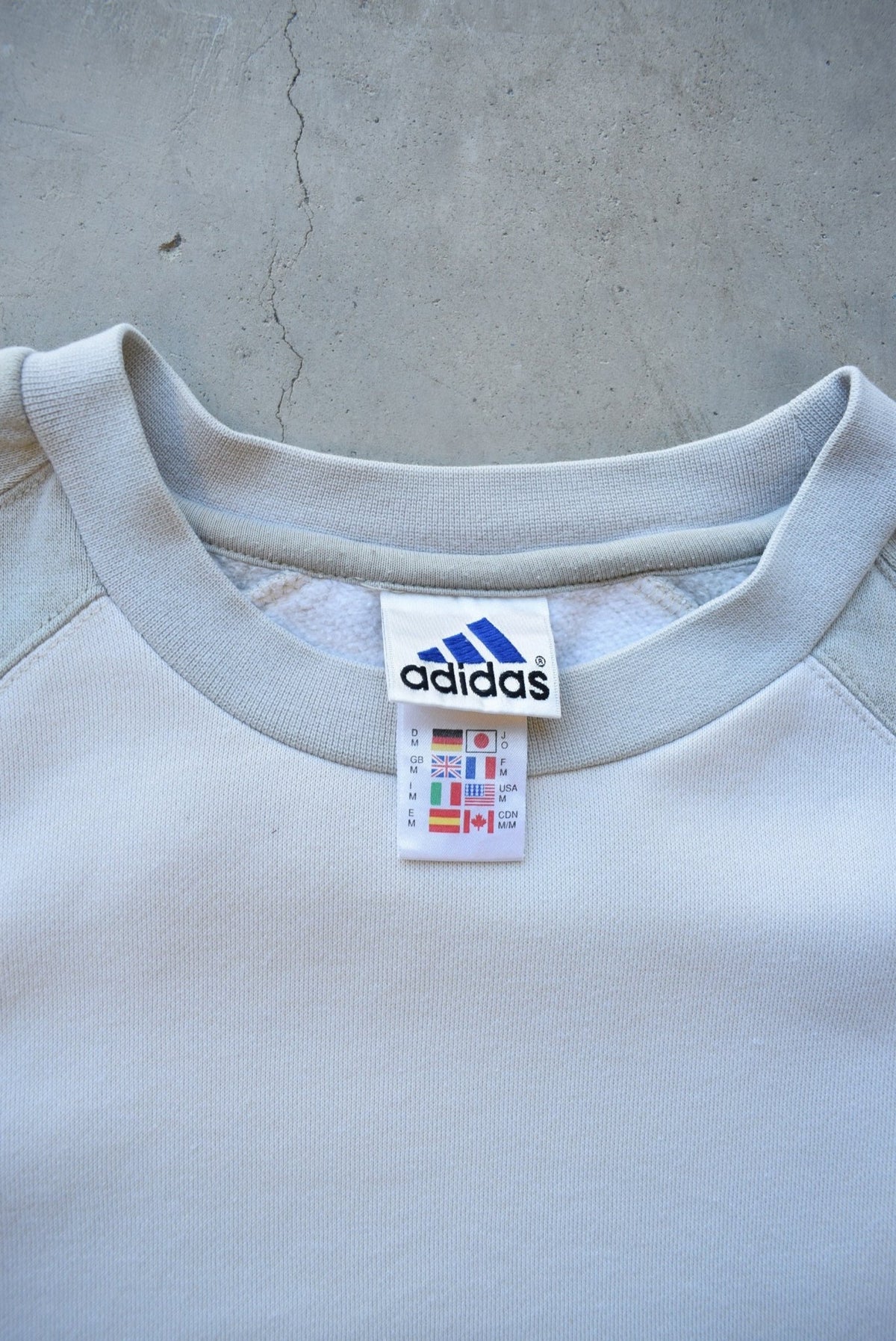 Adidas Cream 3-Stripe Crewneck — 1990s (M) - Retrospective Store