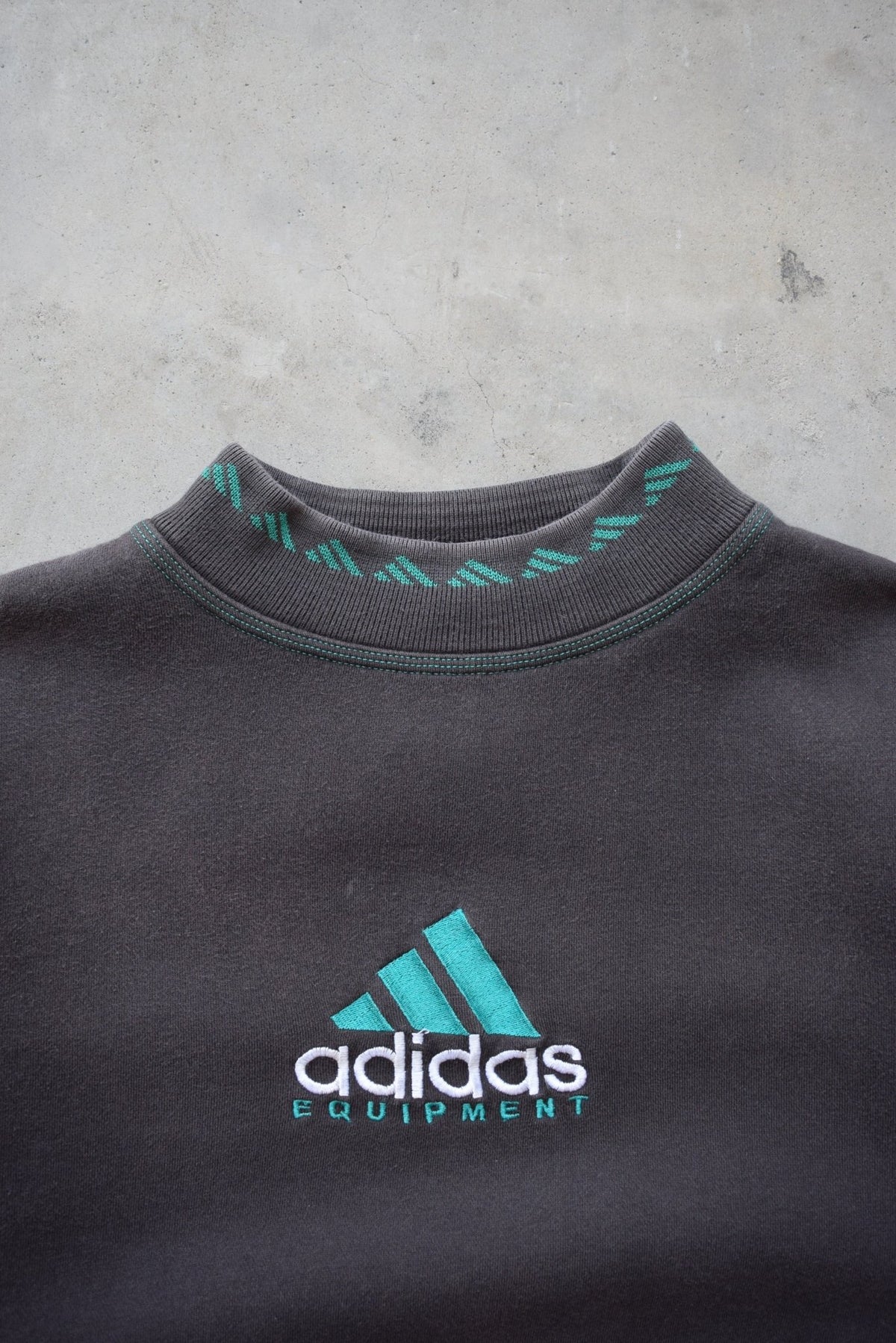 Adidas Equipment Faded-Black Embroidered Crewneck — 1990s (S) - Retrospective Store
