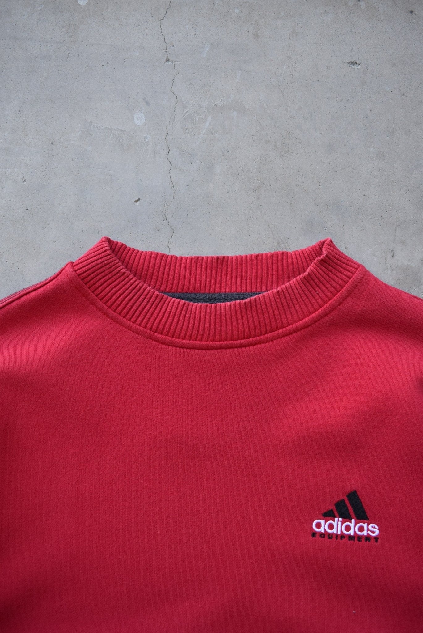 Adidas Equipment Red Embroidered Spellout Crewneck — 1990s (L/XL) - Retrospective Store