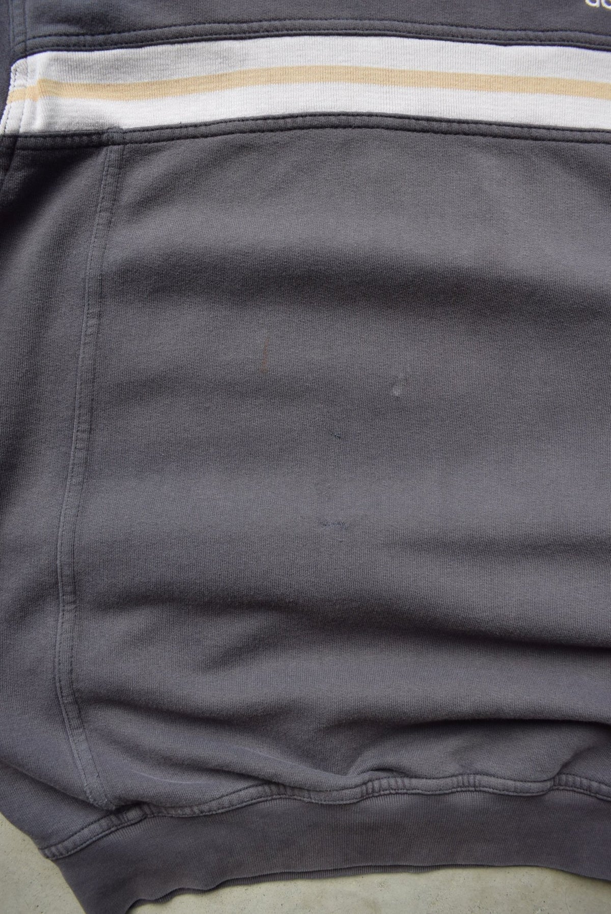 Adidas Faded-Black Embroidered Spellout Crewneck — 1990s (M) - Retrospective Store