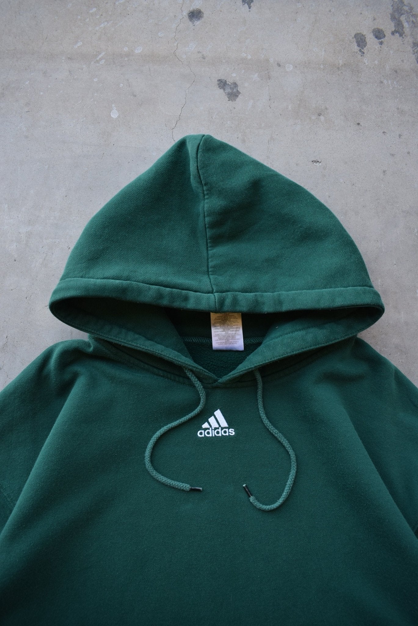 Adidas Green Embroidered Centre Logo Hoodie — 2000s (XXL) - Retrospective Store