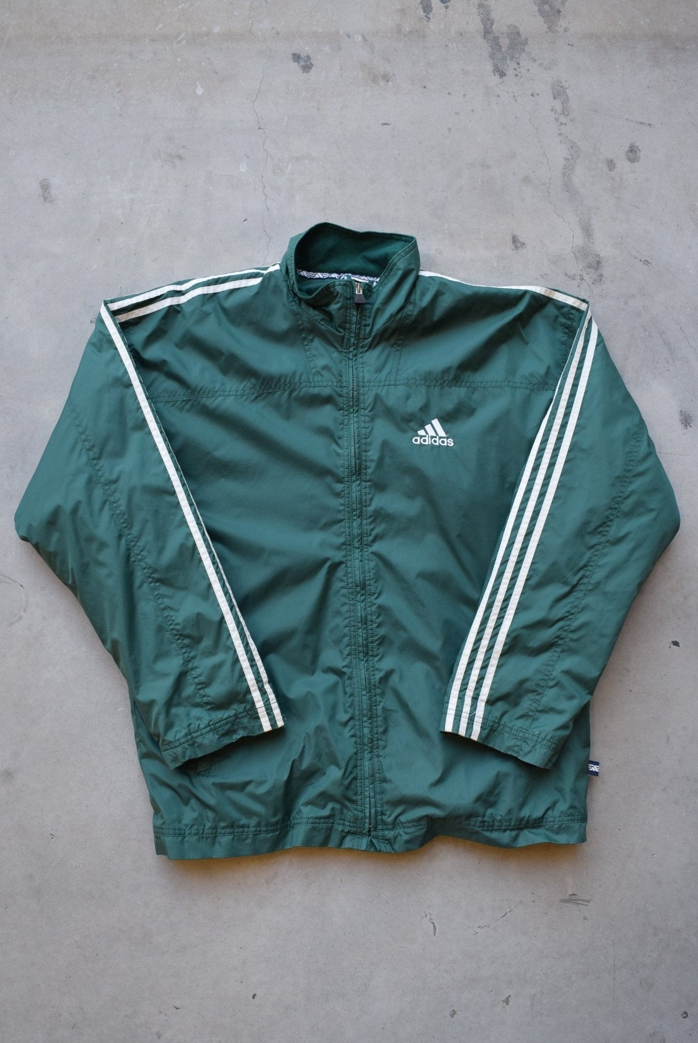 Adidas Green Embroidered Spellout Heavyweight Jacket — 1990s (L) - Retrospective Store