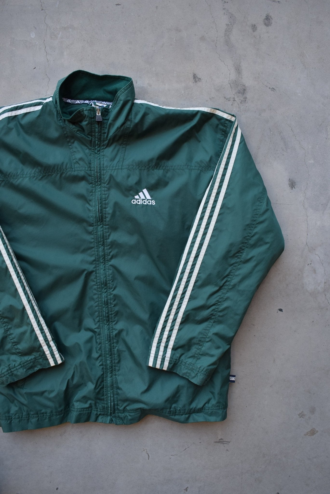 Adidas Green Embroidered Spellout Heavyweight Jacket — 1990s (L) - Retrospective Store