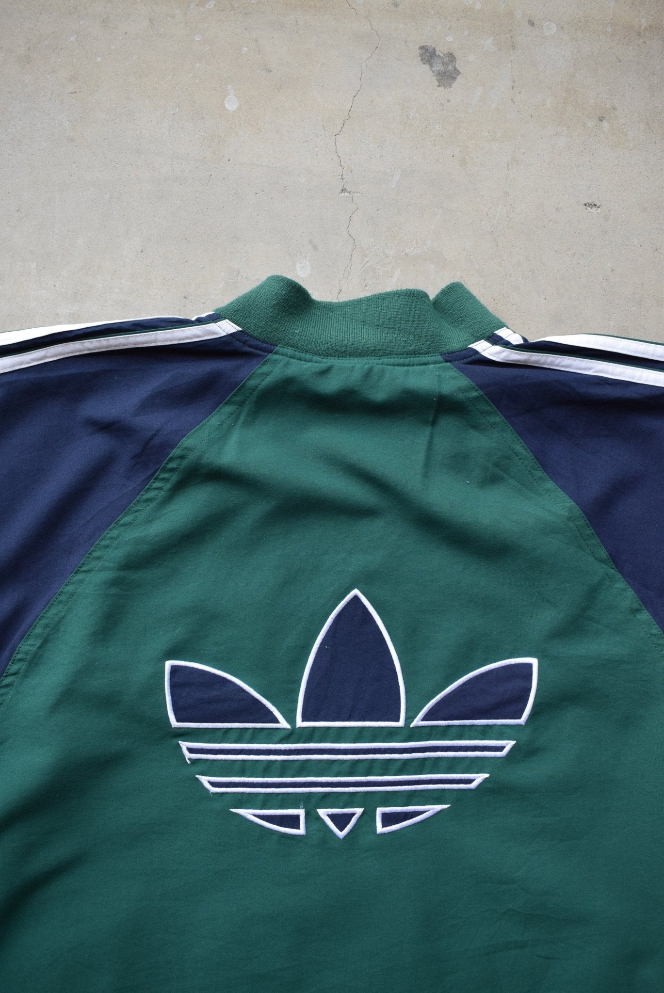 Adidas Green & Navy Embroidered Spellout Jacket — 1990s (M) - Retrospective Store