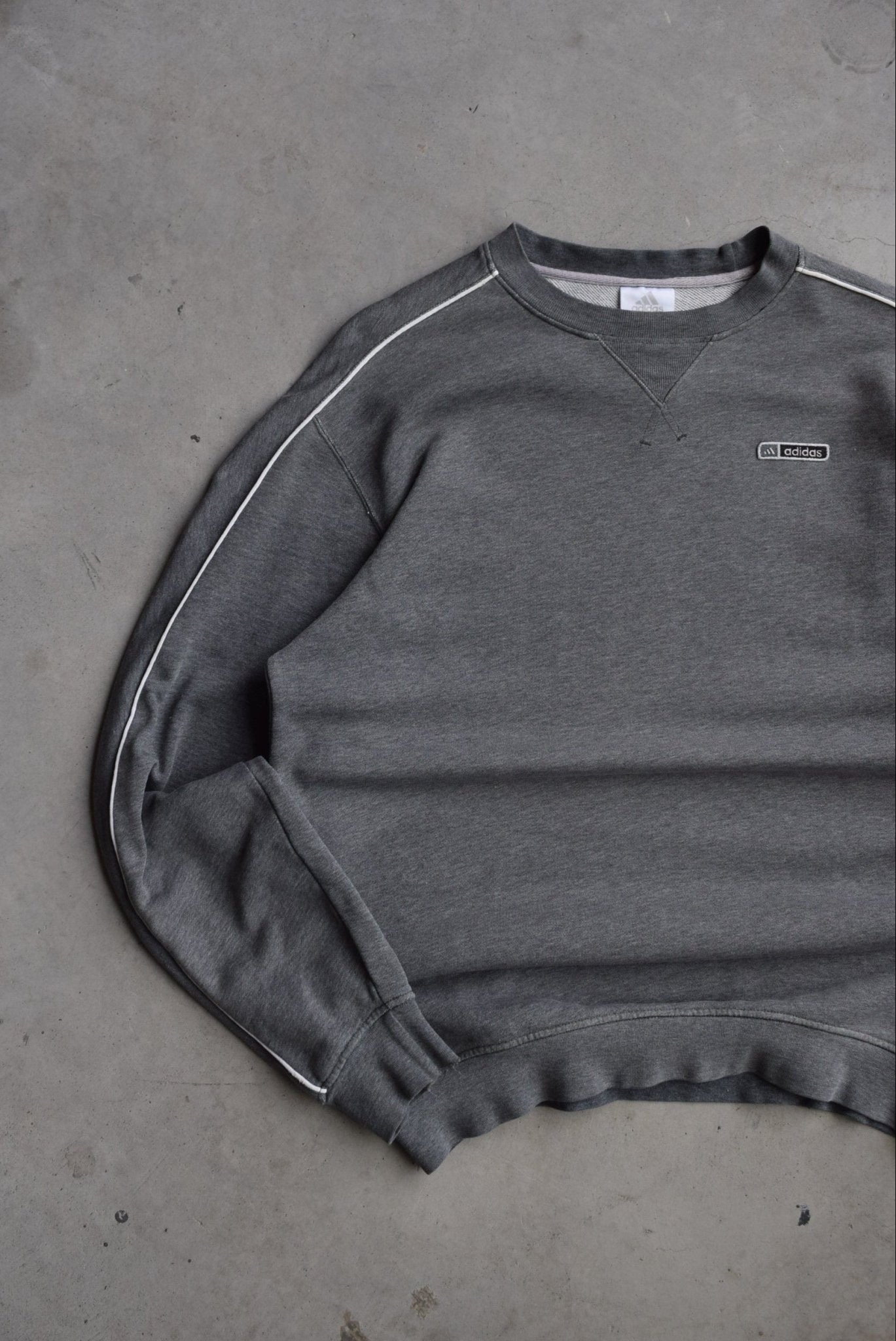 Adidas Grey Embroidered Crewneck — 2000s (M/L) - Retrospective Store