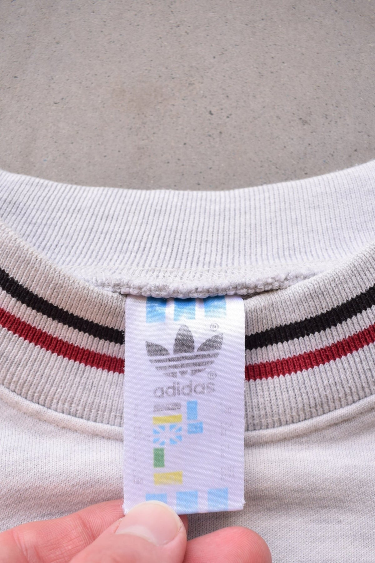 Adidas Grey Embroidered Spellout Crewneck — 1990s (M/L) - Retrospective Store