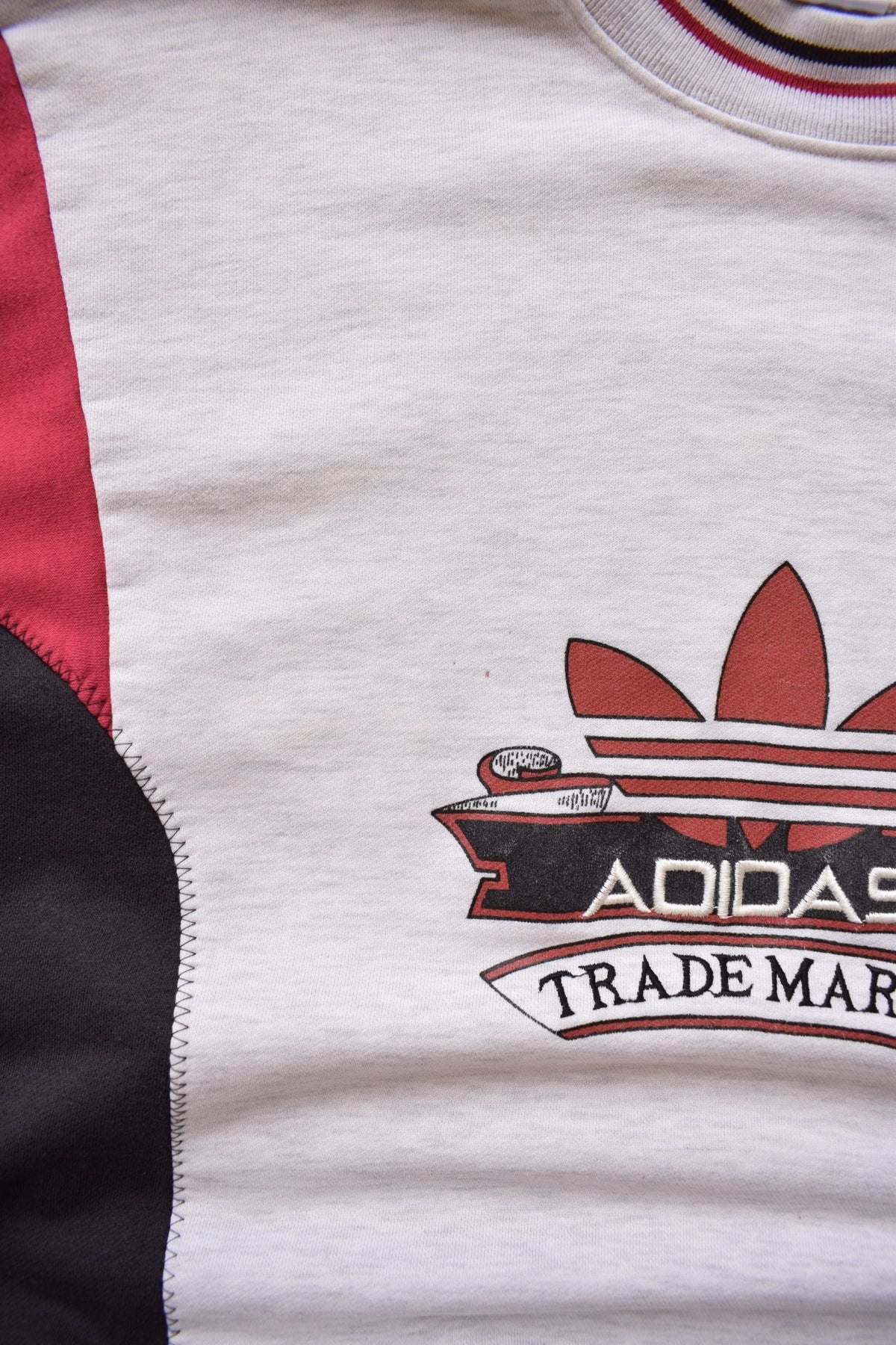 Adidas Grey Embroidered Spellout Crewneck — 1990s (M/L) - Retrospective Store