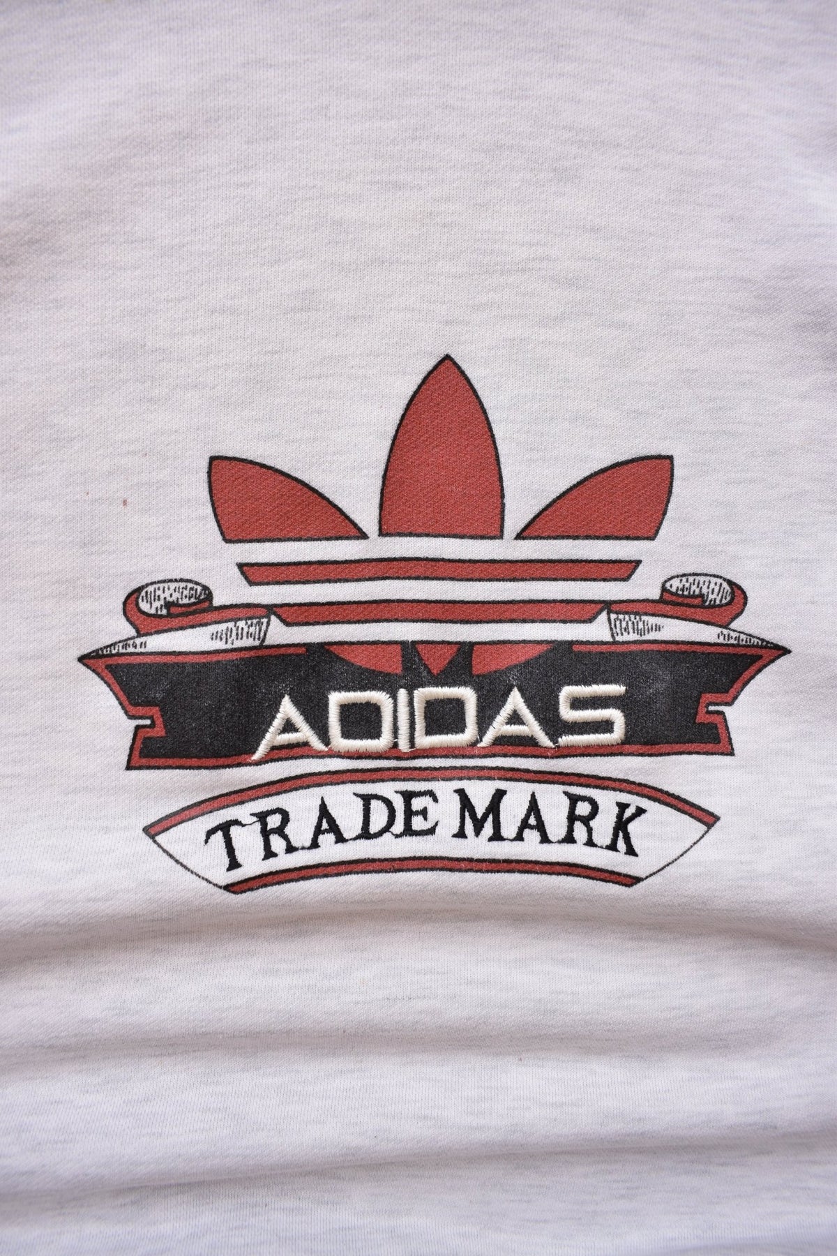 Adidas Grey Embroidered Spellout Crewneck — 1990s (M/L) - Retrospective Store