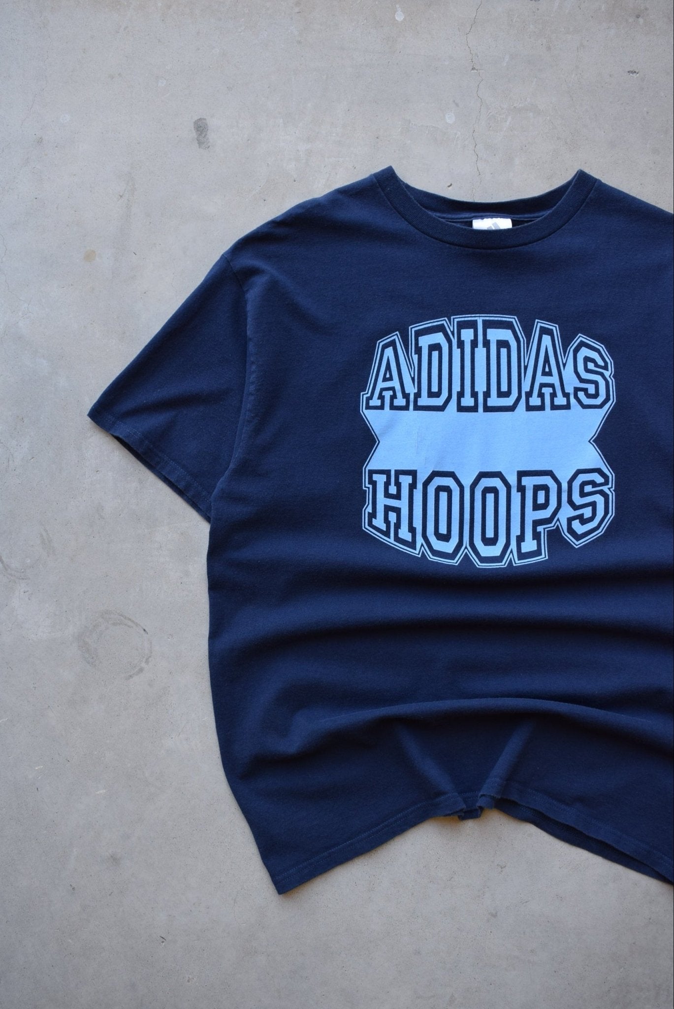 Adidas Hoops Navy Graphic Tee — 2000s (L) - Retrospective Store