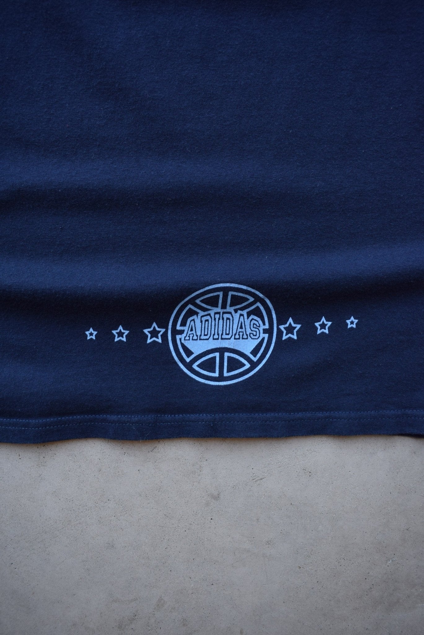 Adidas Hoops Navy Graphic Tee — 2000s (L) - Retrospective Store