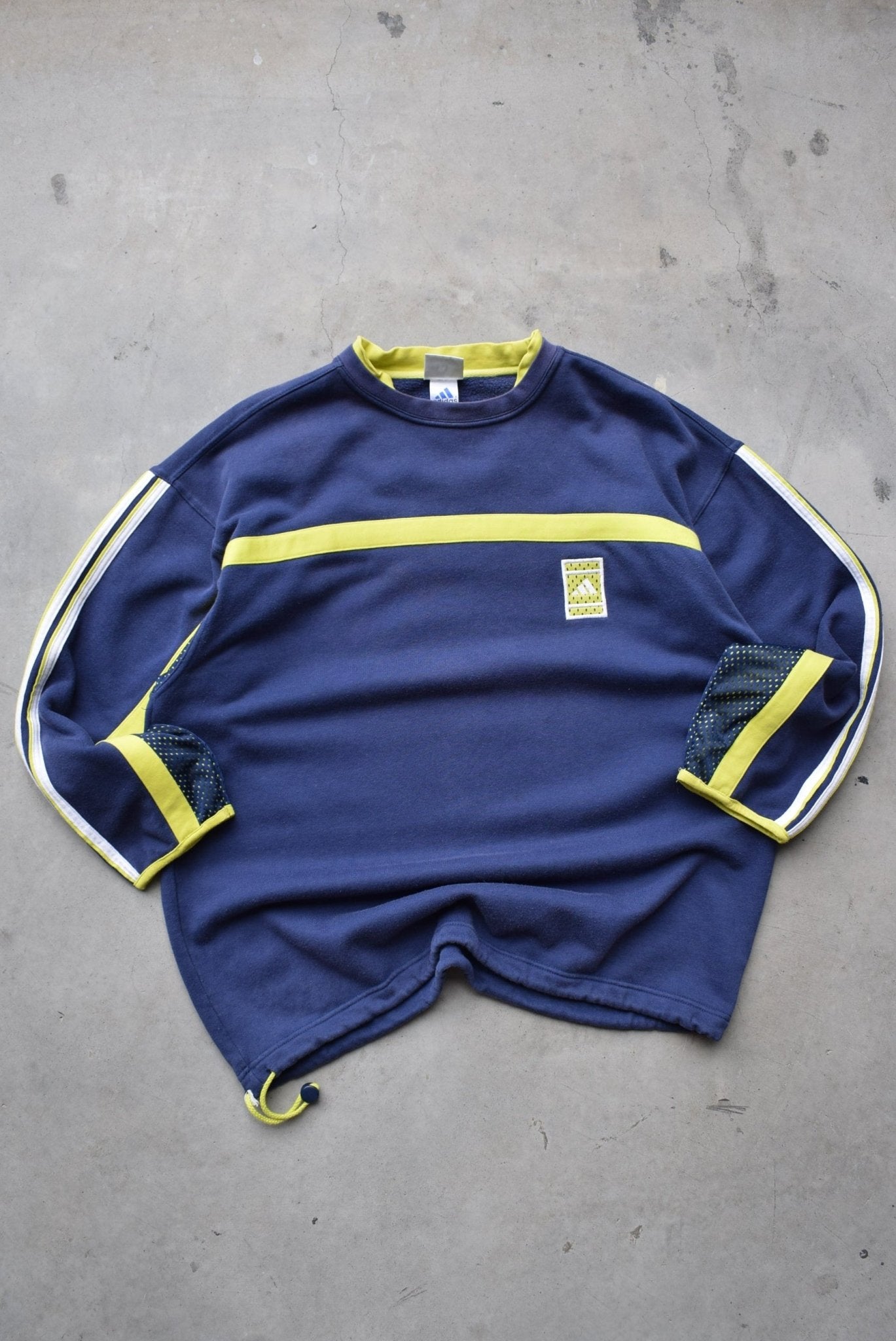 Adidas Navy Embroidered Logo Crewneck — 2000s (L) - Retrospective Store