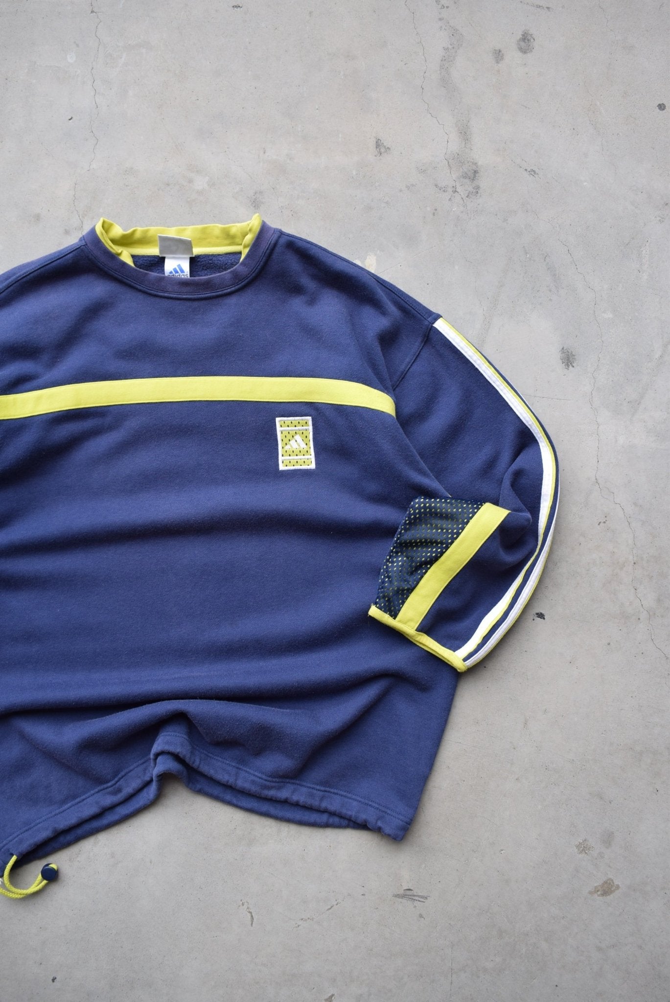 Adidas Navy Embroidered Logo Crewneck — 2000s (L) - Retrospective Store