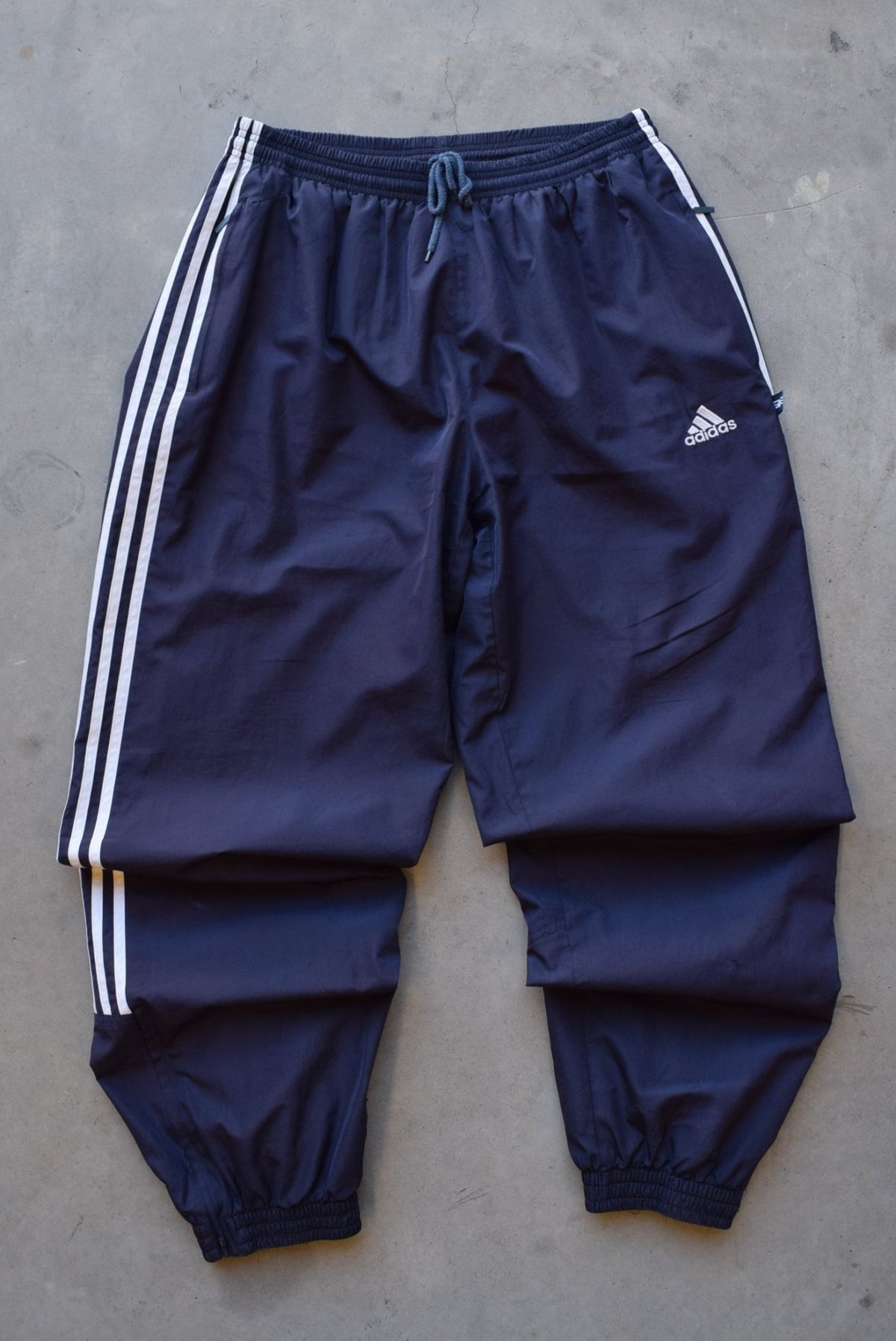 Adidas Navy Embroidered Logo Track Pants — 2000s (L/XL) - Retrospective Store