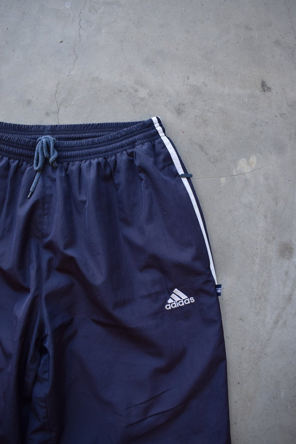 Adidas Navy Embroidered Logo Track Pants — 2000s (L/XL) - Retrospective Store