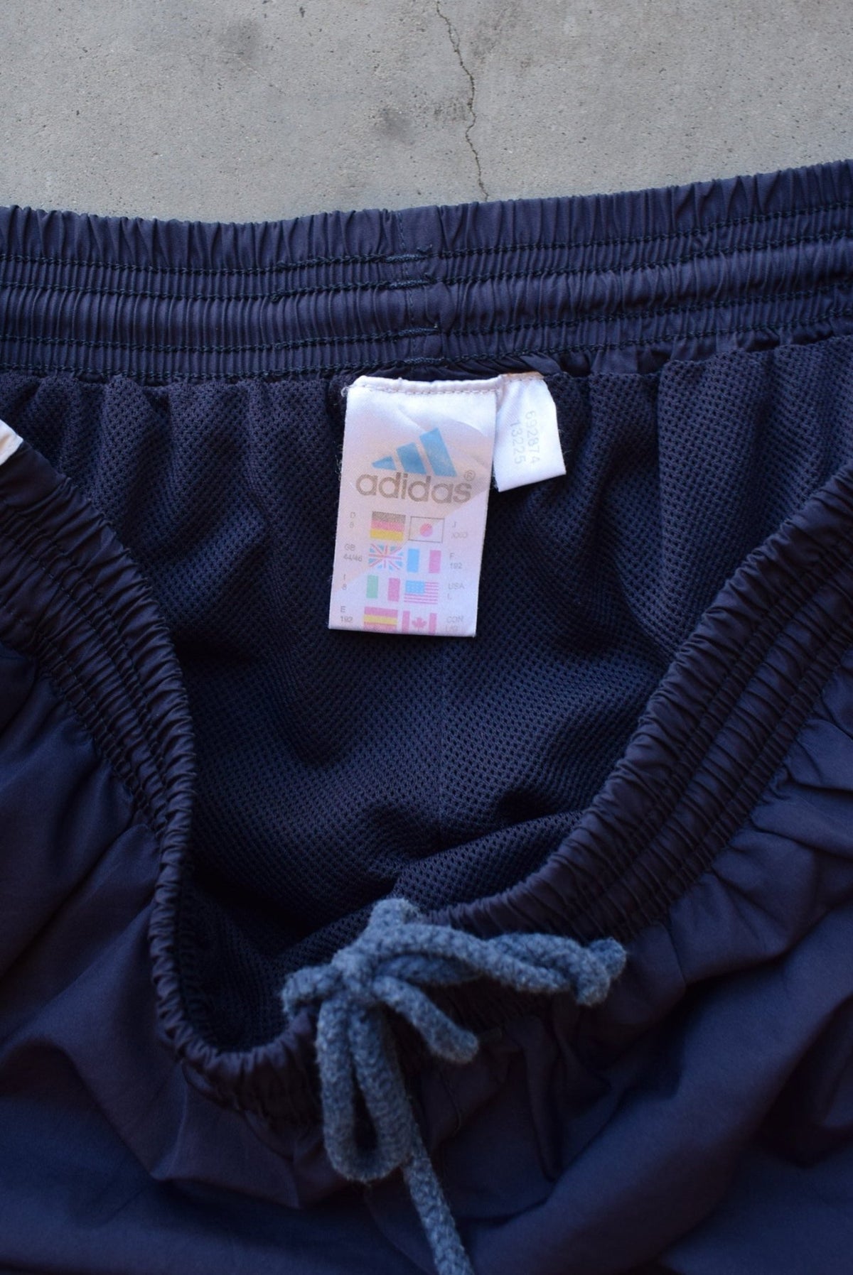 Adidas Navy Embroidered Logo Track Pants — 2000s (L/XL) - Retrospective Store