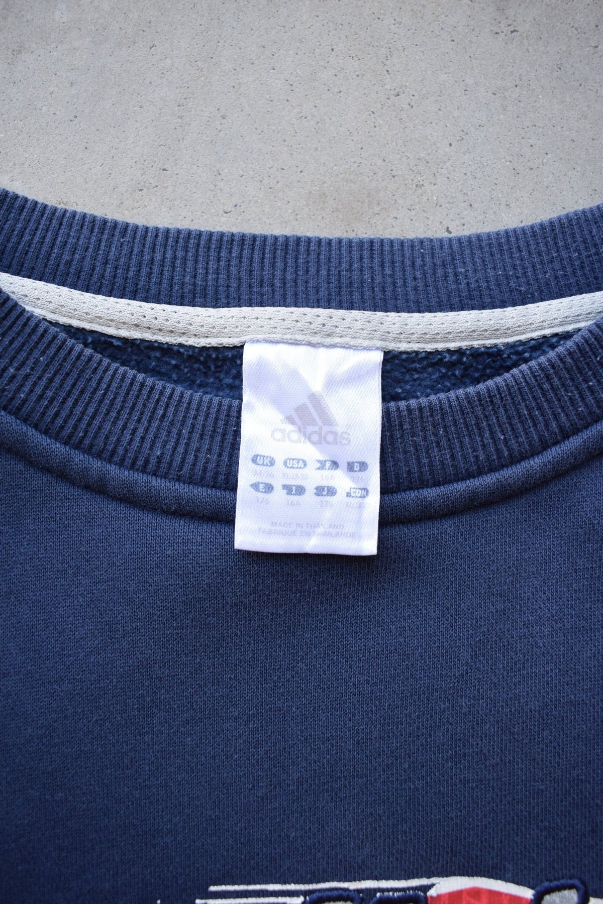 Adidas Navy Embroidered Spellout Crewneck — 2000s (M) - Retrospective Store