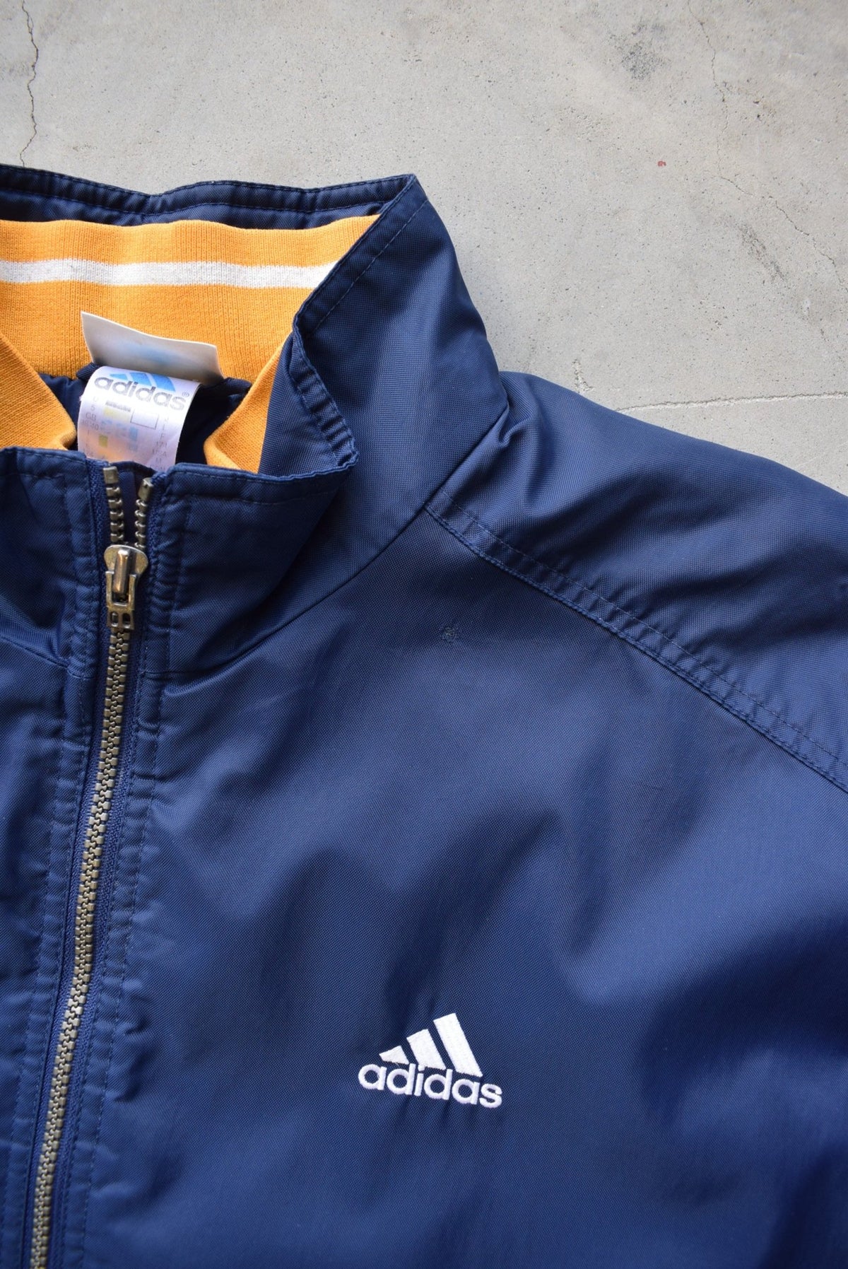 Adidas Navy Embroidered Spellout Jacket — 1990s (L) - Retrospective Store
