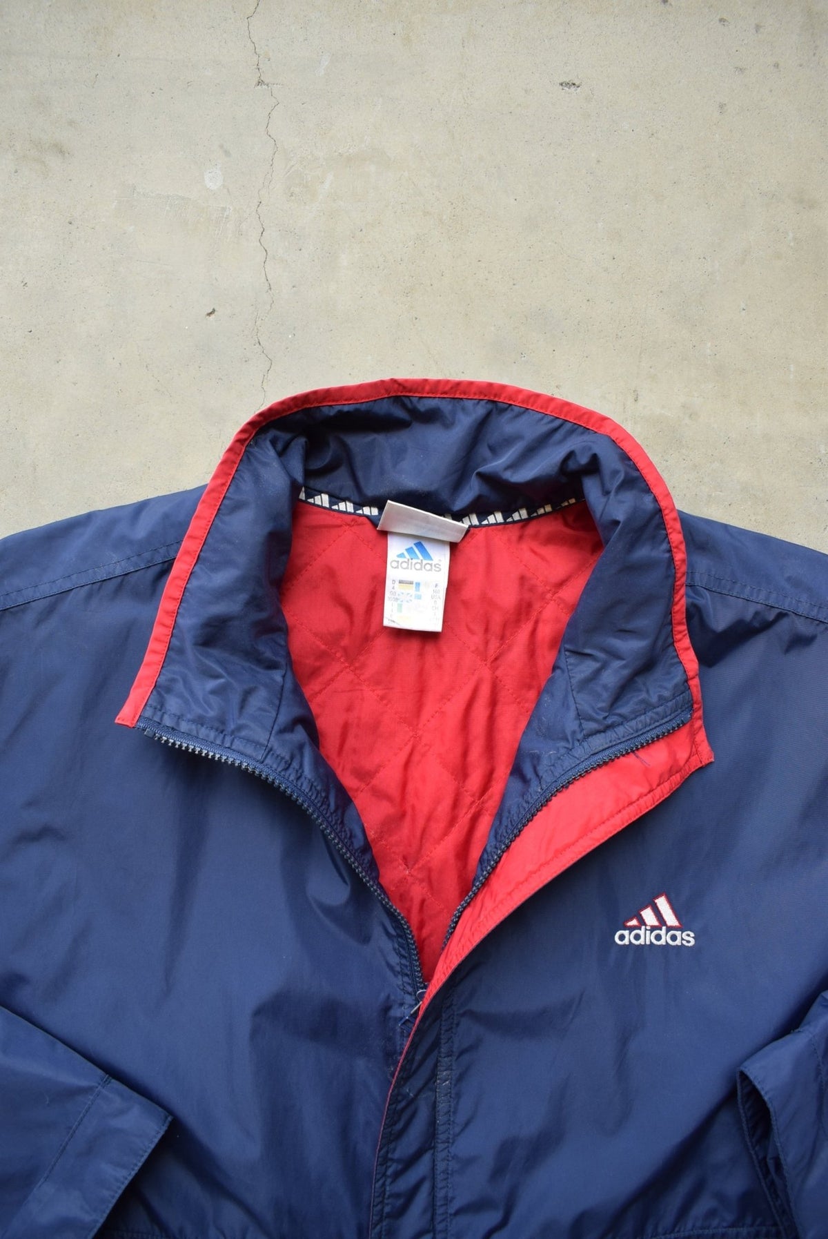 Adidas Navy Embroidered Spellout Jacket — 1990s (M/L) - Retrospective Store