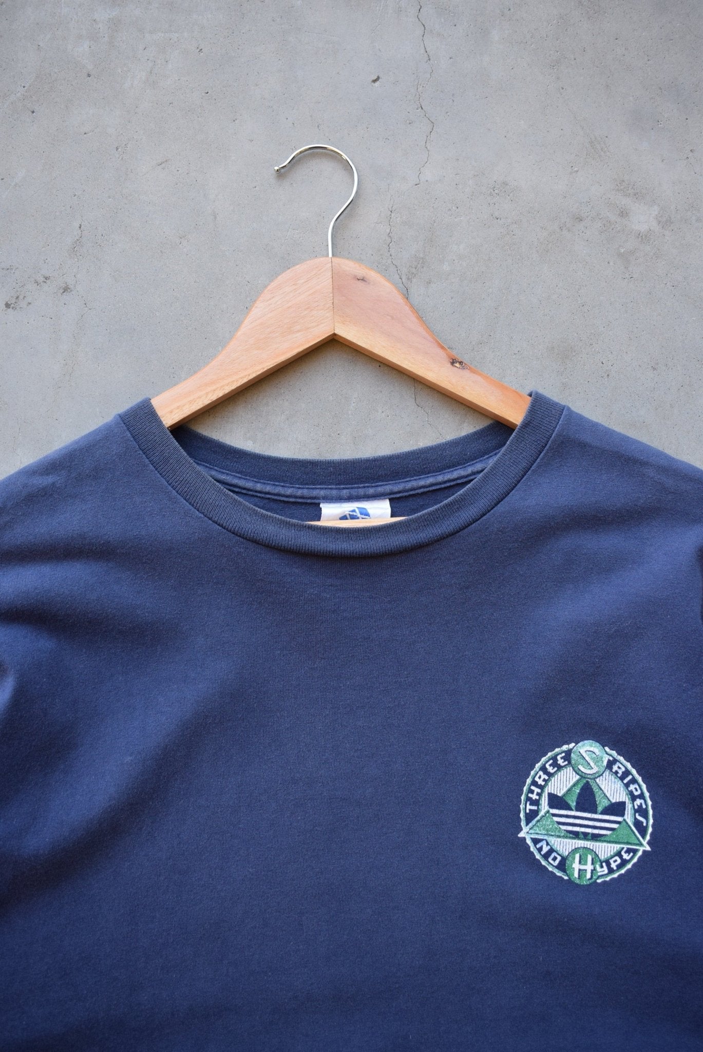 Adidas Navy Graphic Tee — 1990s (L) - Retrospective Store