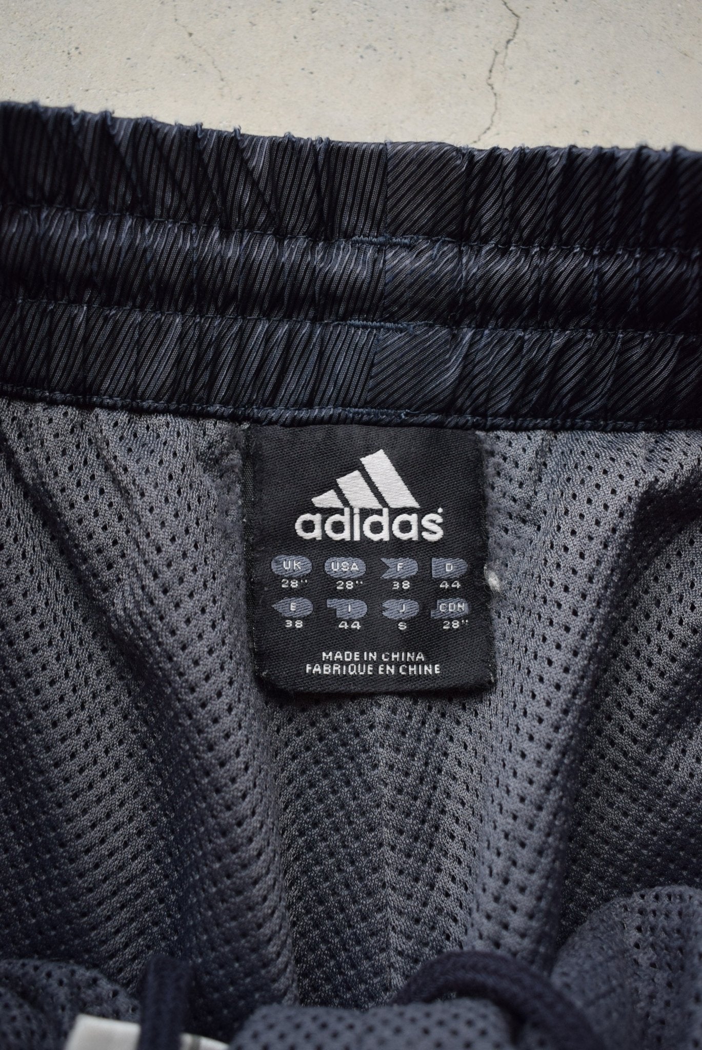 Adidas Navy & Grey Embroidered Logo Track Pants — 2000s (S) - Retrospective Store