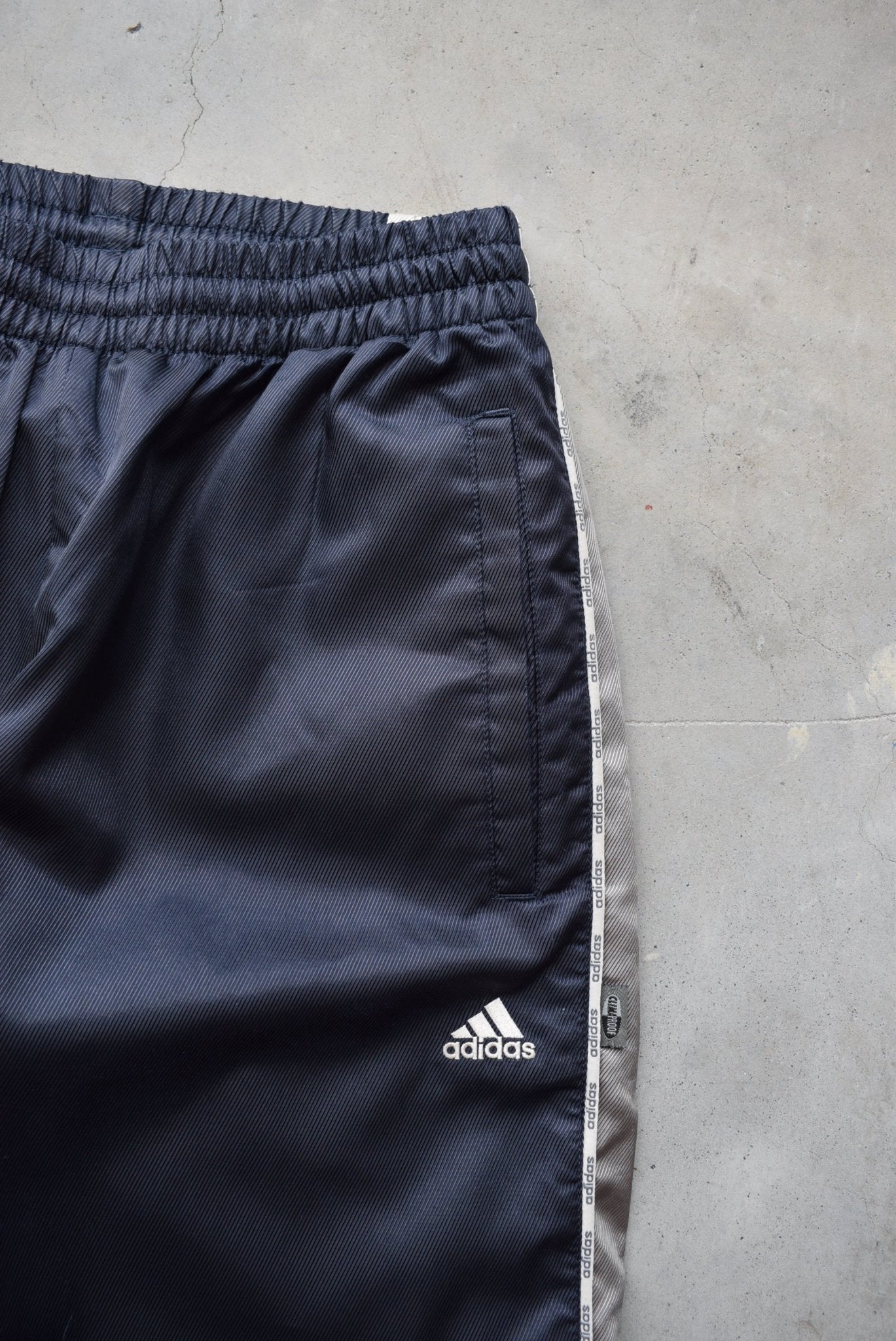 Adidas Navy & Grey Embroidered Logo Track Pants — 2000s (S) - Retrospective Store