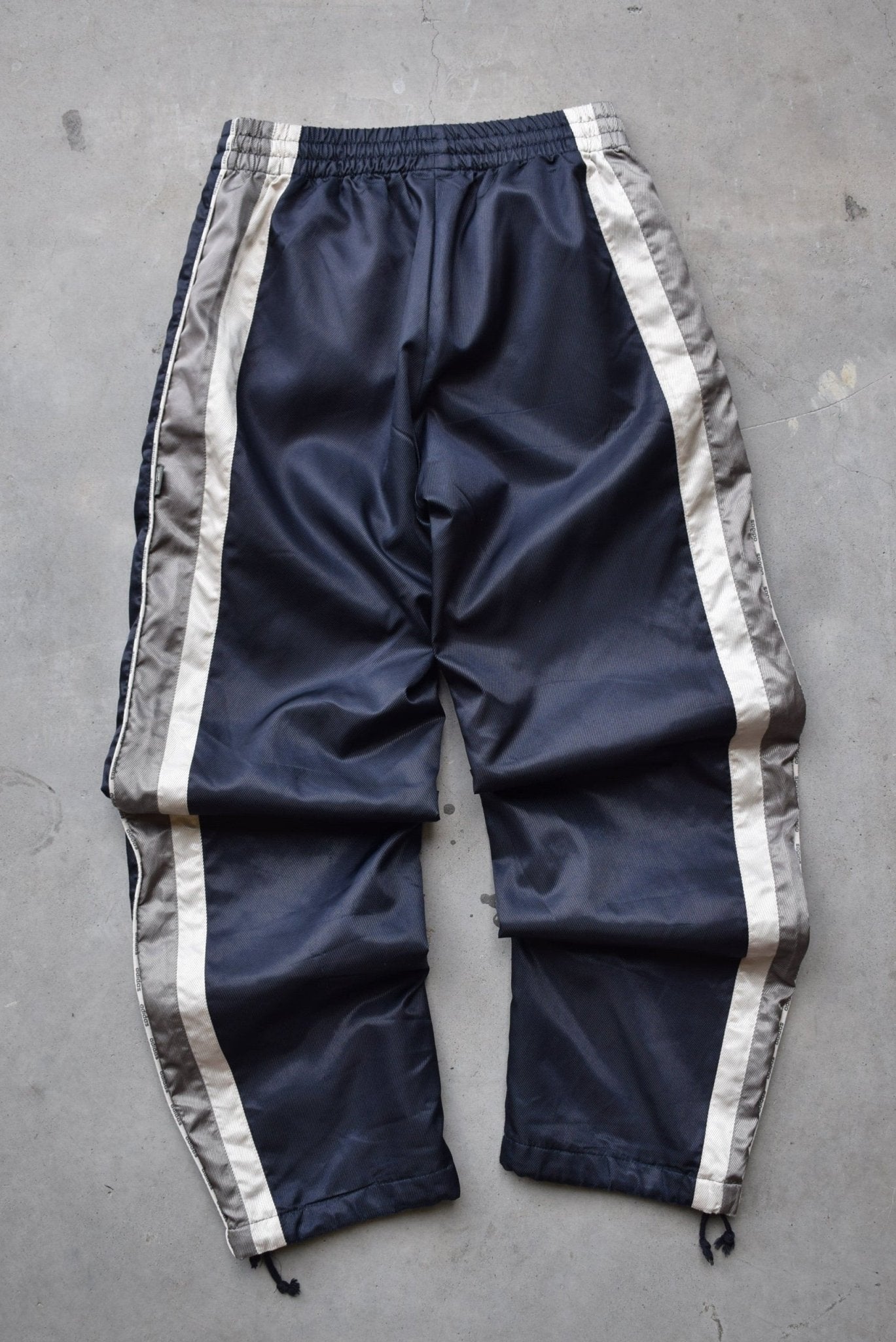Adidas Navy & Grey Embroidered Logo Track Pants — 2000s (S) - Retrospective Store
