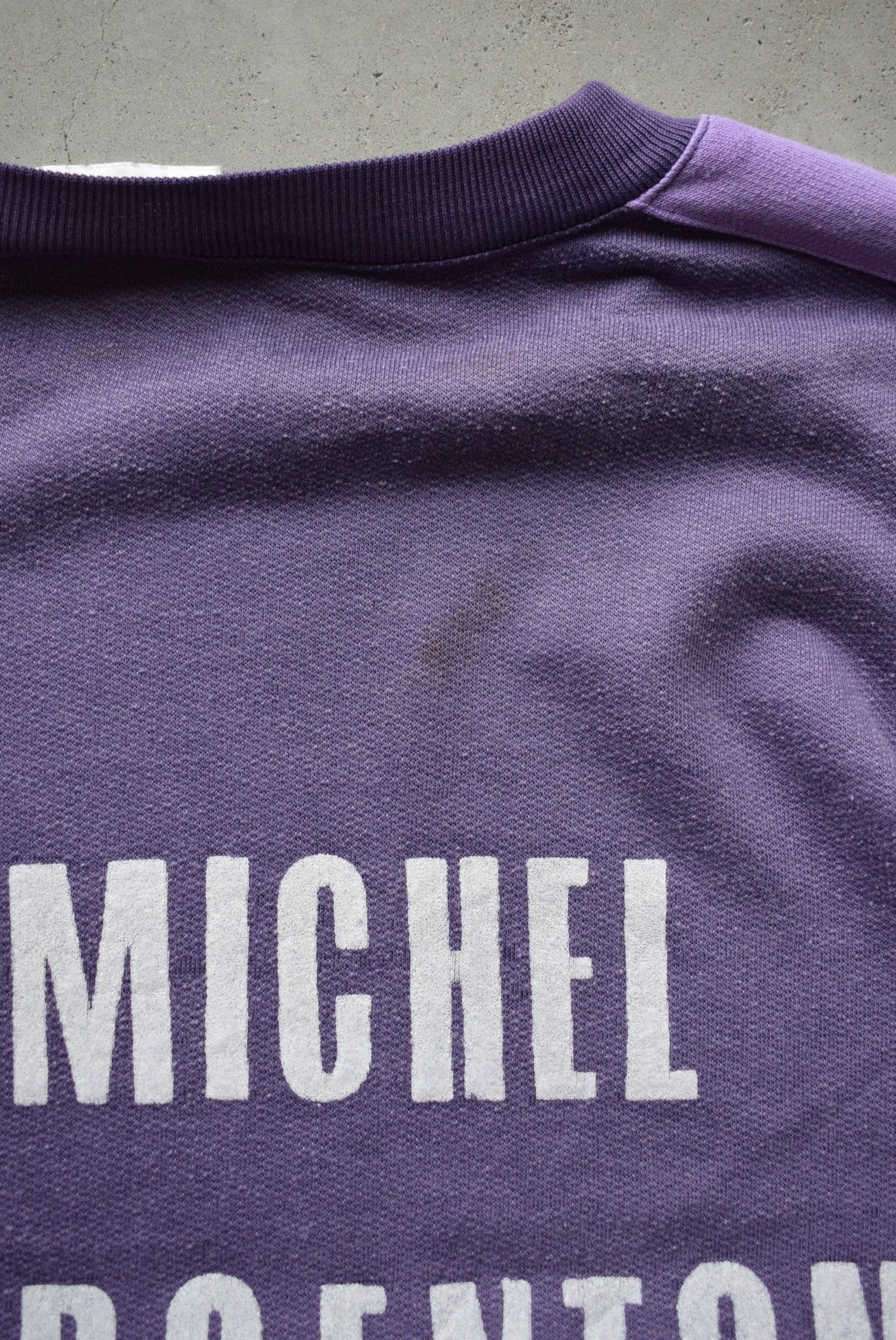 Adidas Purple Graphic Spellout Crewneck — 1980s (XL) - Retrospective Store
