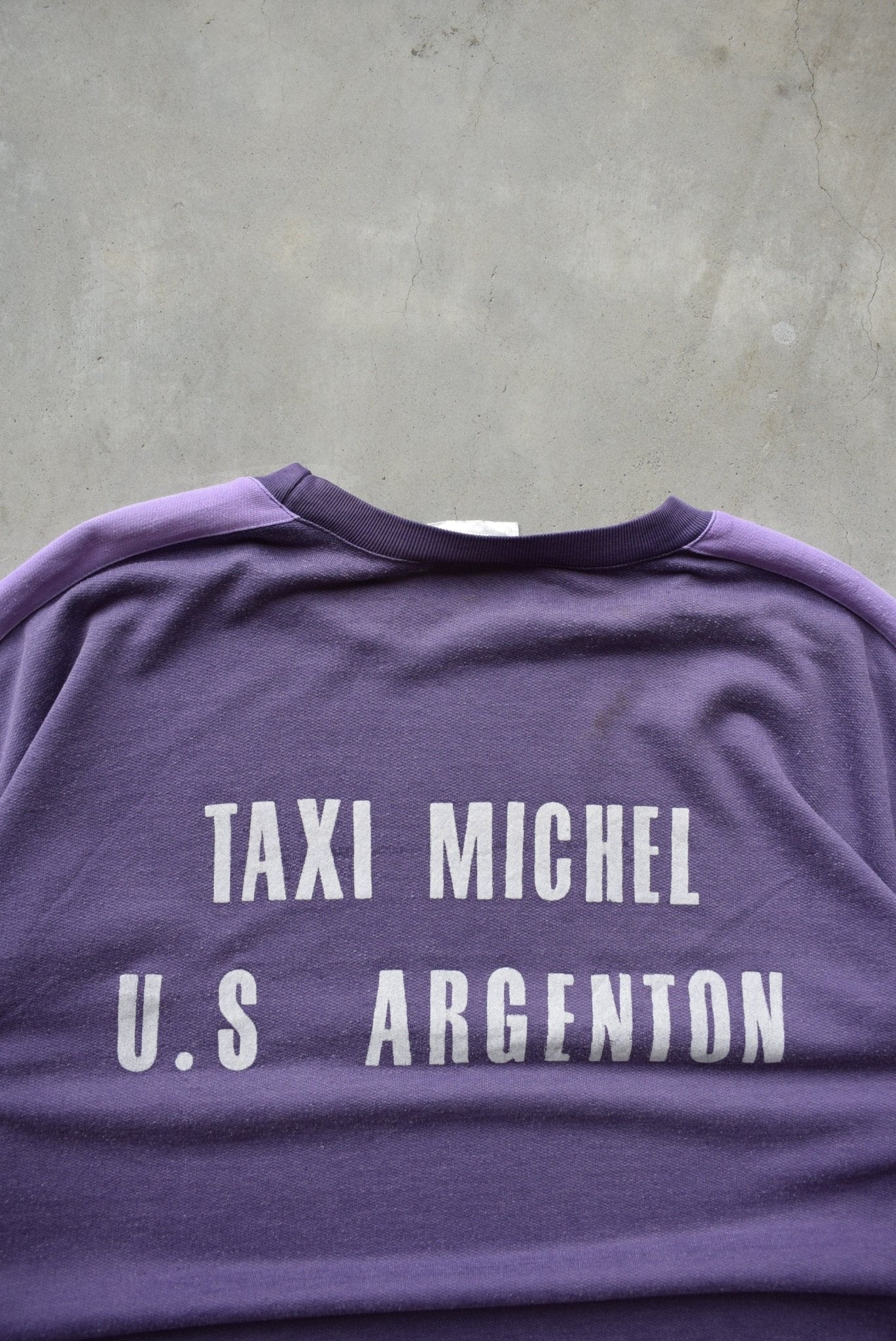 Adidas Purple Graphic Spellout Crewneck — 1980s (XL) - Retrospective Store